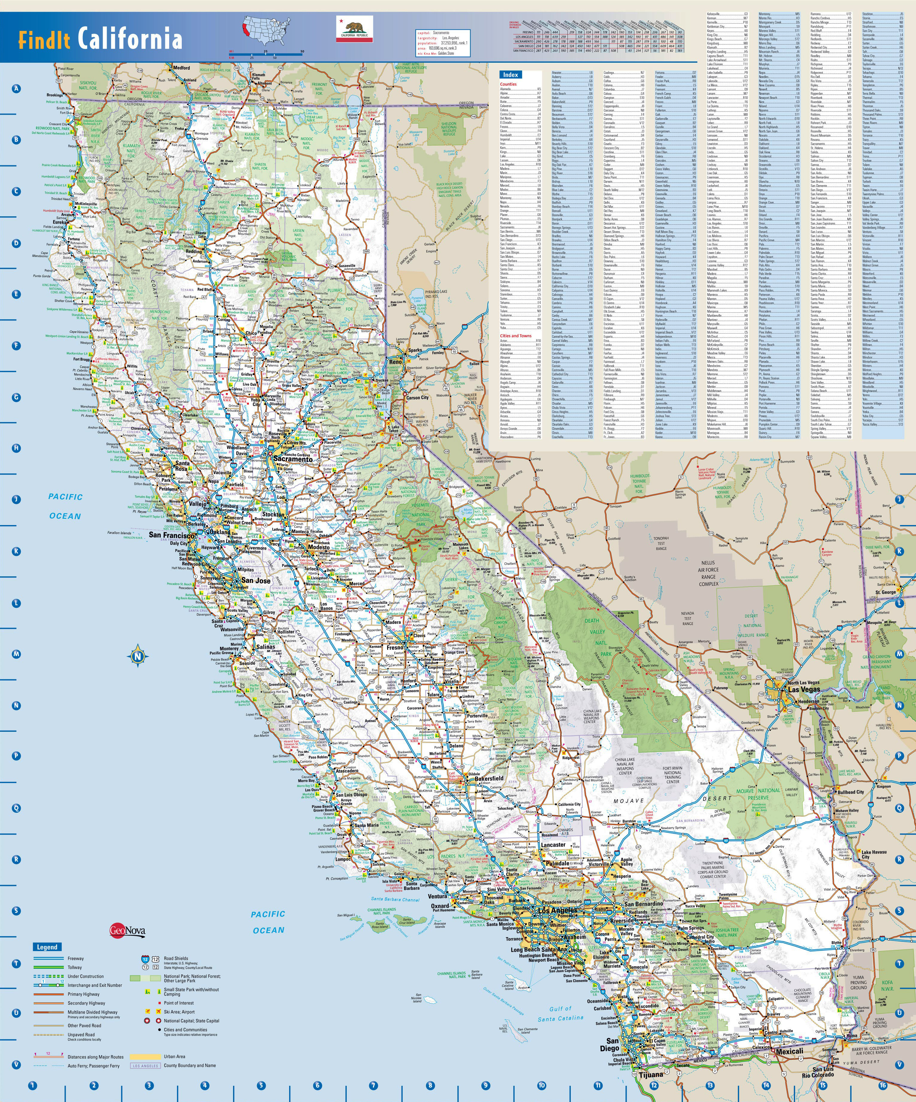 Large Roads And Highways Map Of California State With National Parks - Large Map Of California