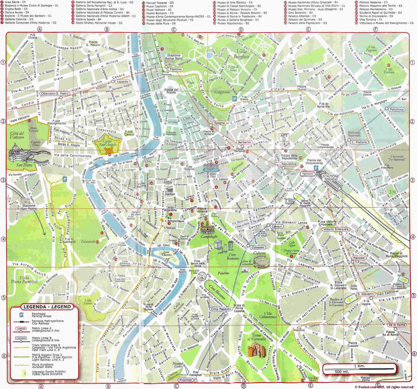 Large Rome Maps For Free Download And Print | High-Resolution And - Map Of Rome Attractions Printable