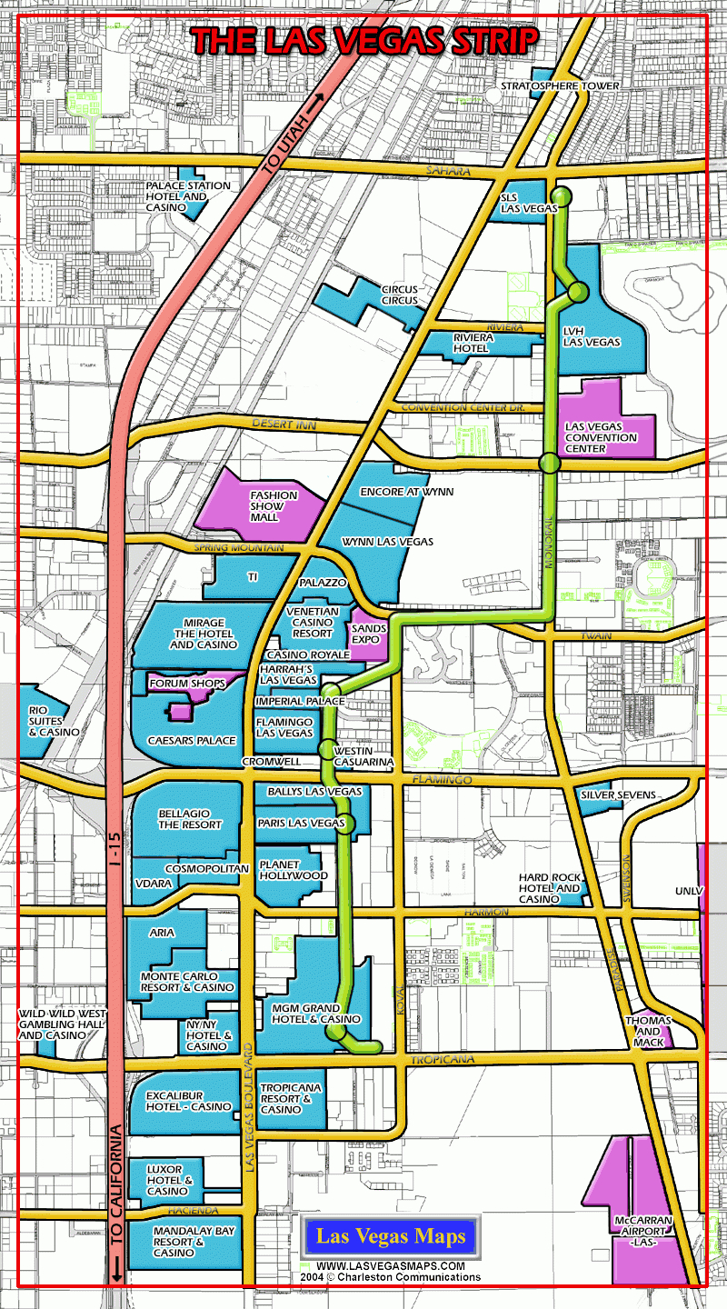 Las Vegas Maps - Las Vegas Strip Map - Printable Map Of Las Vegas Strip 2018
