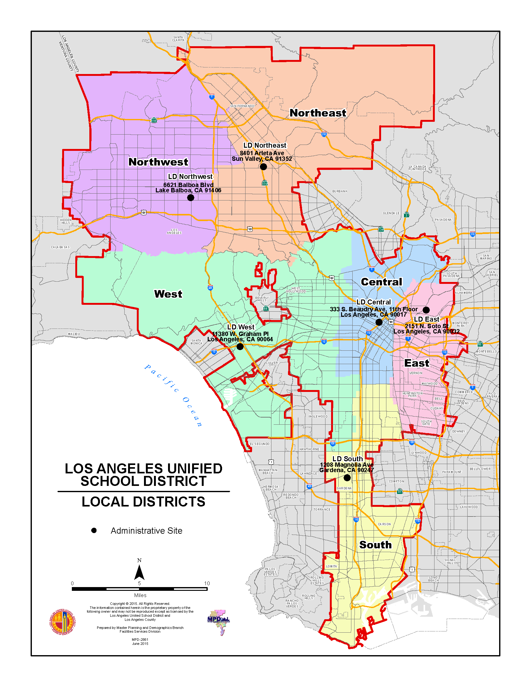 Lausd Maps / Local District Maps 2015 2016 B Zone California Map
