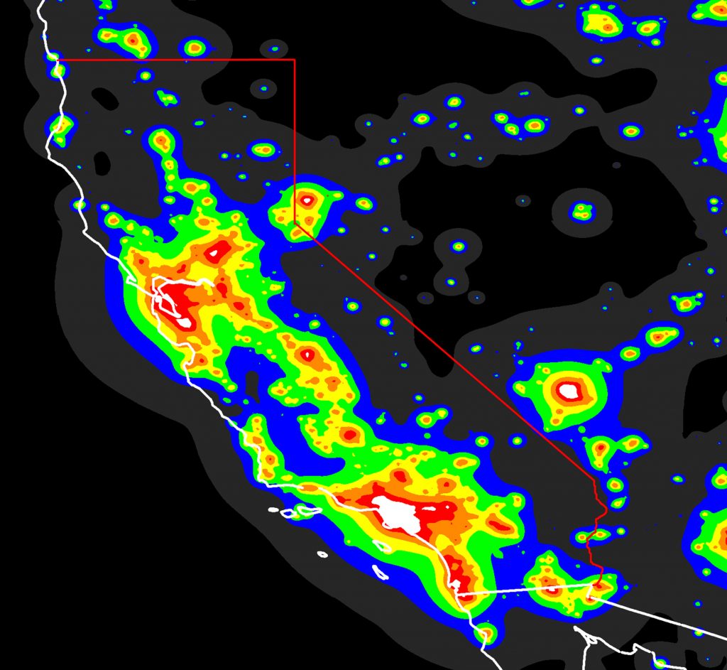 Light Pollution Map California - Klipy - Dark Sky Map California 