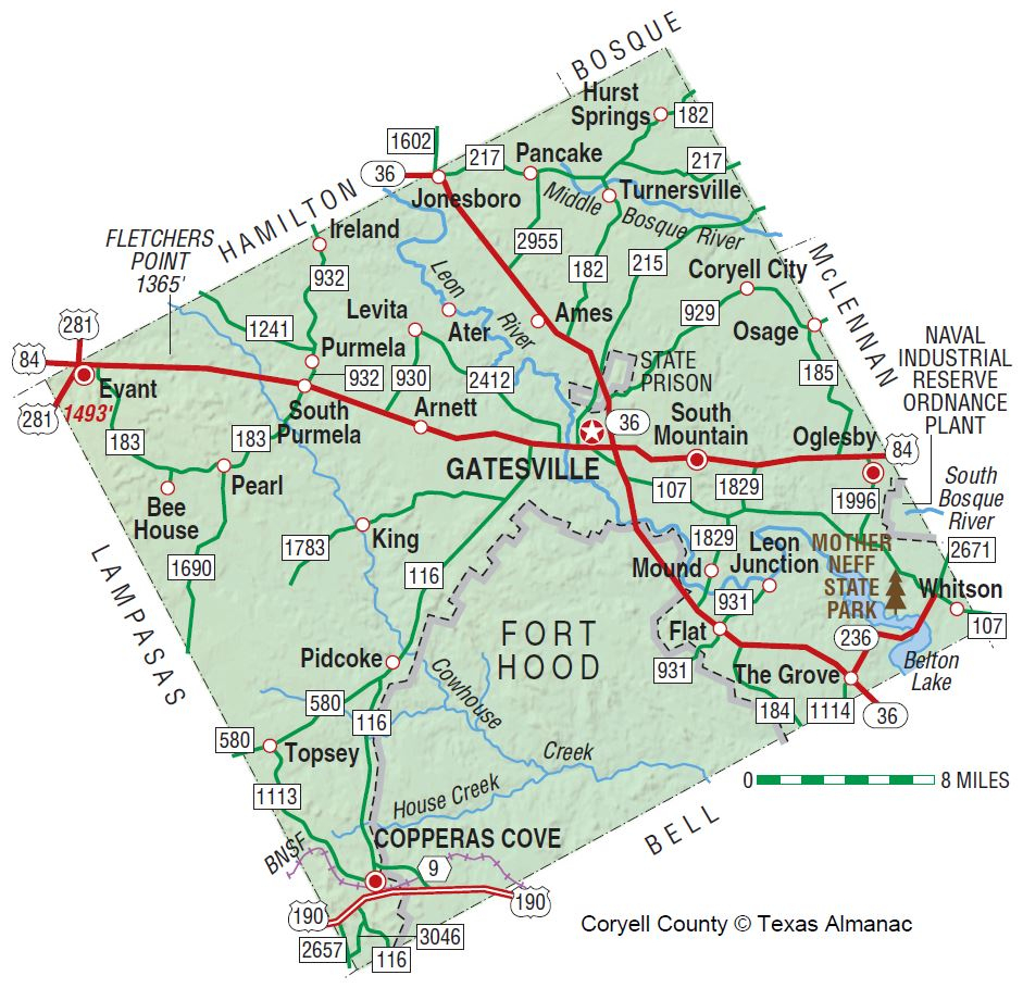 Lilo Carroll » Area Information - Coryell County Texas Map