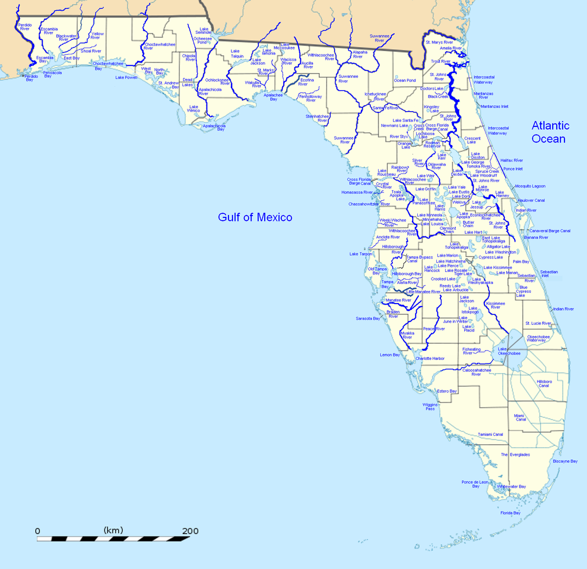 List Of Outstanding Florida Waters - Wikipedia - Intracoastal Waterway Florida Map