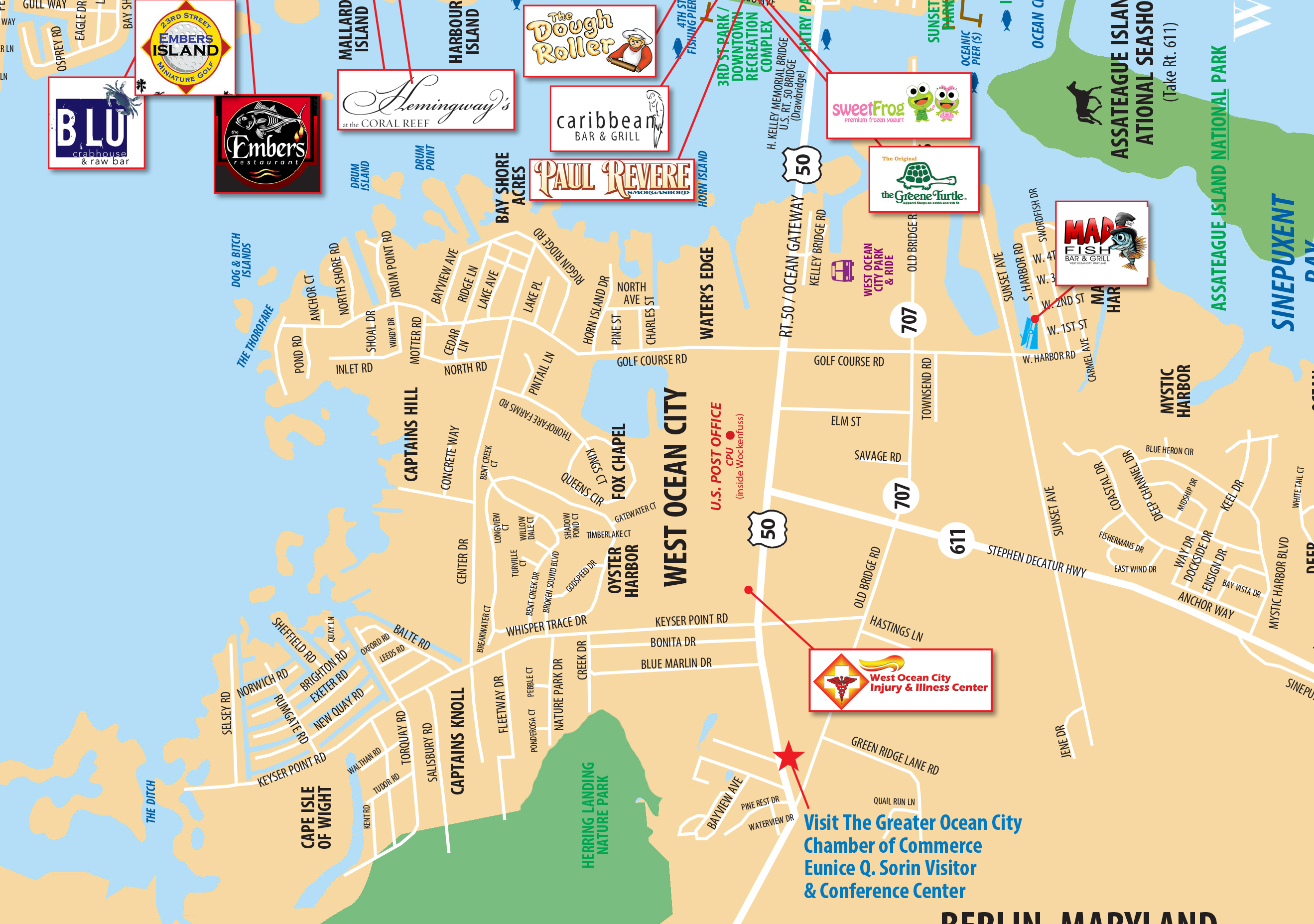 Local Maps | Ocean City Md Chamber Of Commerce - Printable Local Maps