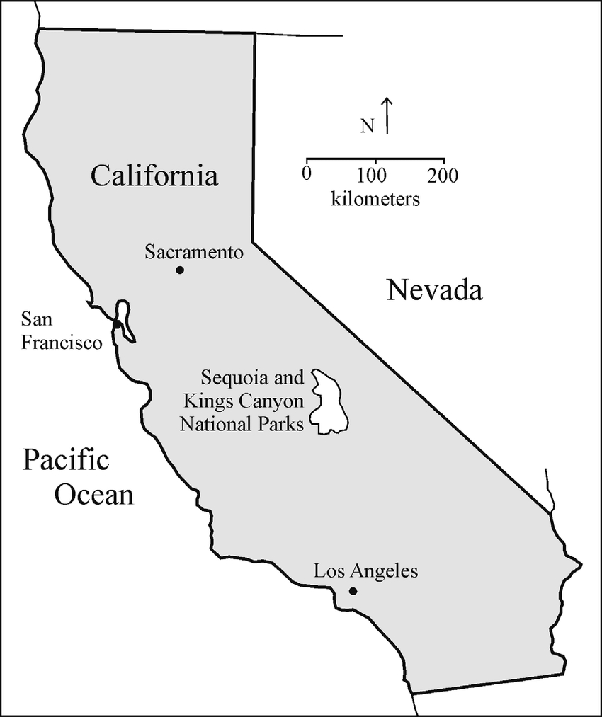 Location Map Of Sequoia And Kings Canyon National Parks, California - Sequoias In California Map
