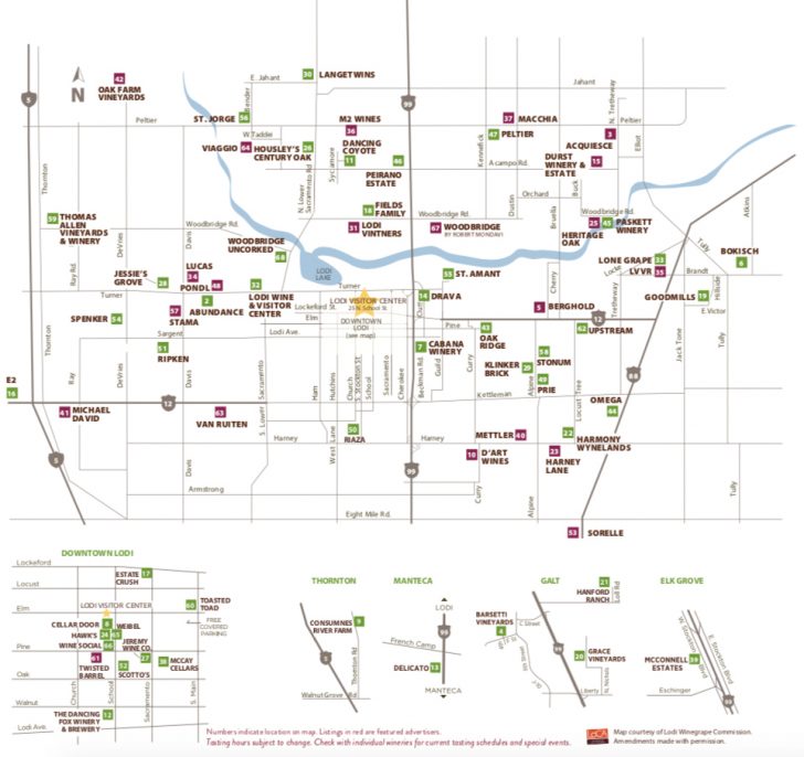 Lodi Winery Map & Wine Trail - Visit Lodi - Lodi California Map 