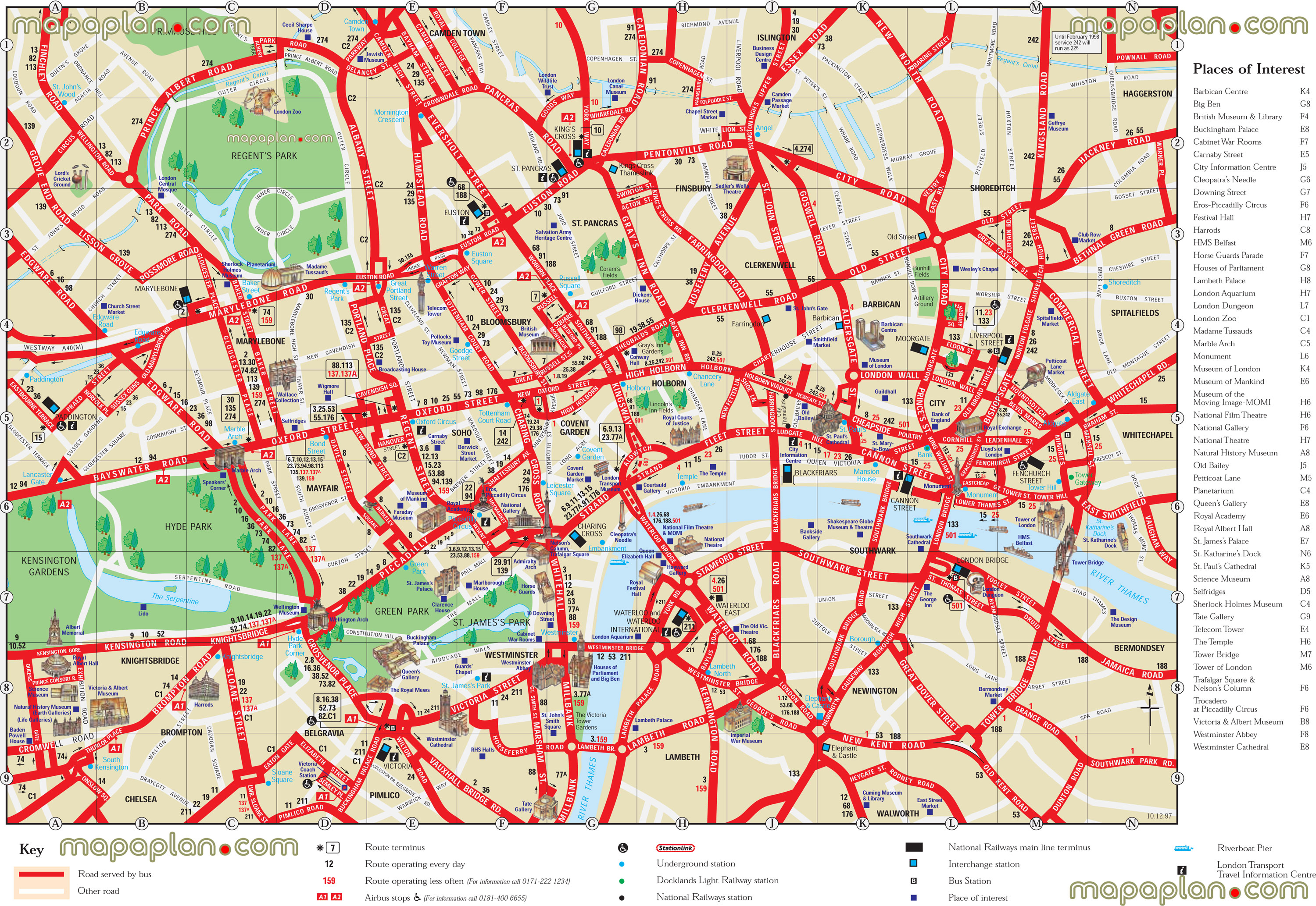 London Top Tourist Attractions Printable City Street Map - Printable City Street Maps
