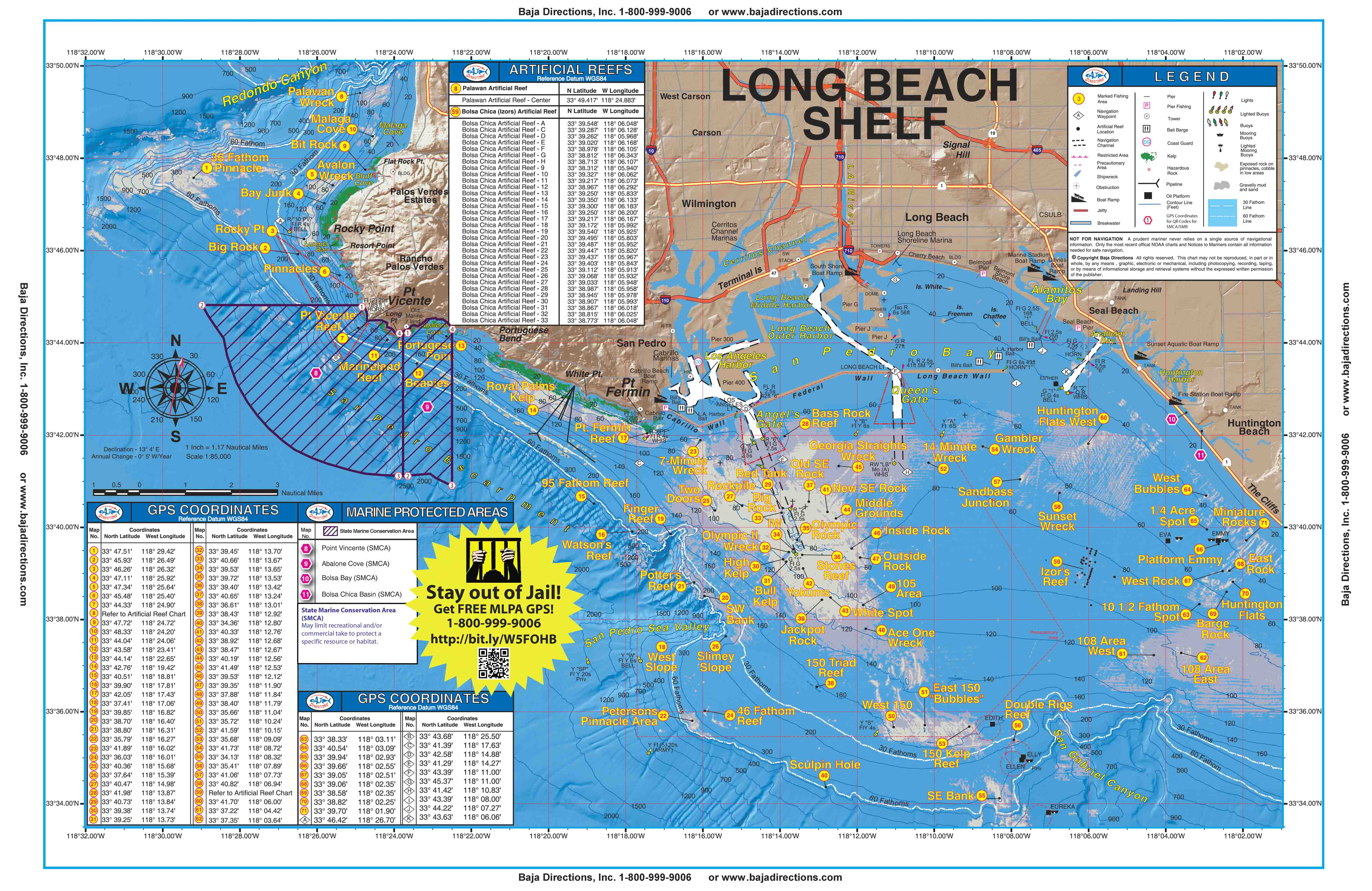 Long Beach Shelf - Baja Directions - Southern California Fishing Spots Map