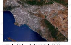 Los Angeles, Ca Area Satellite Map Print | Aerial Image Poster - California Map Satellite