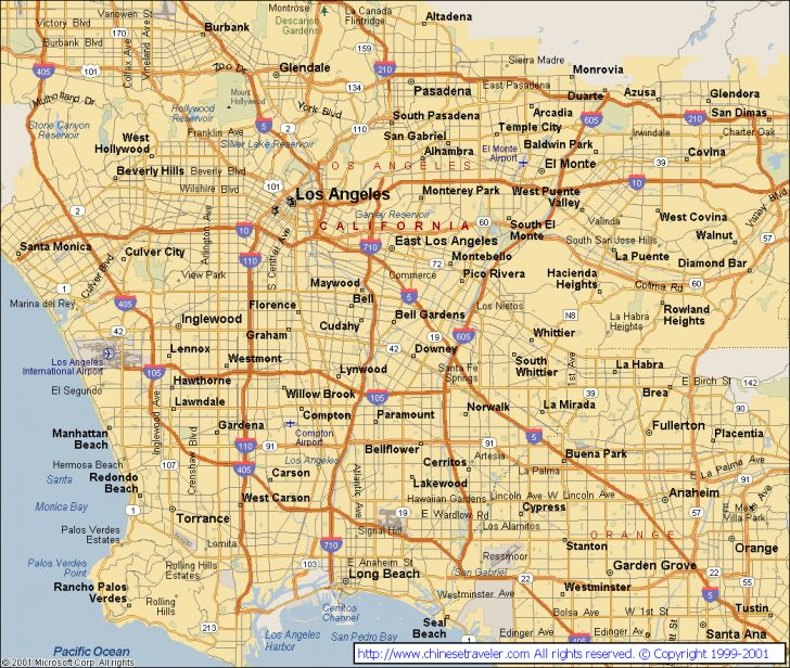 Map Of Los Angeles California Area