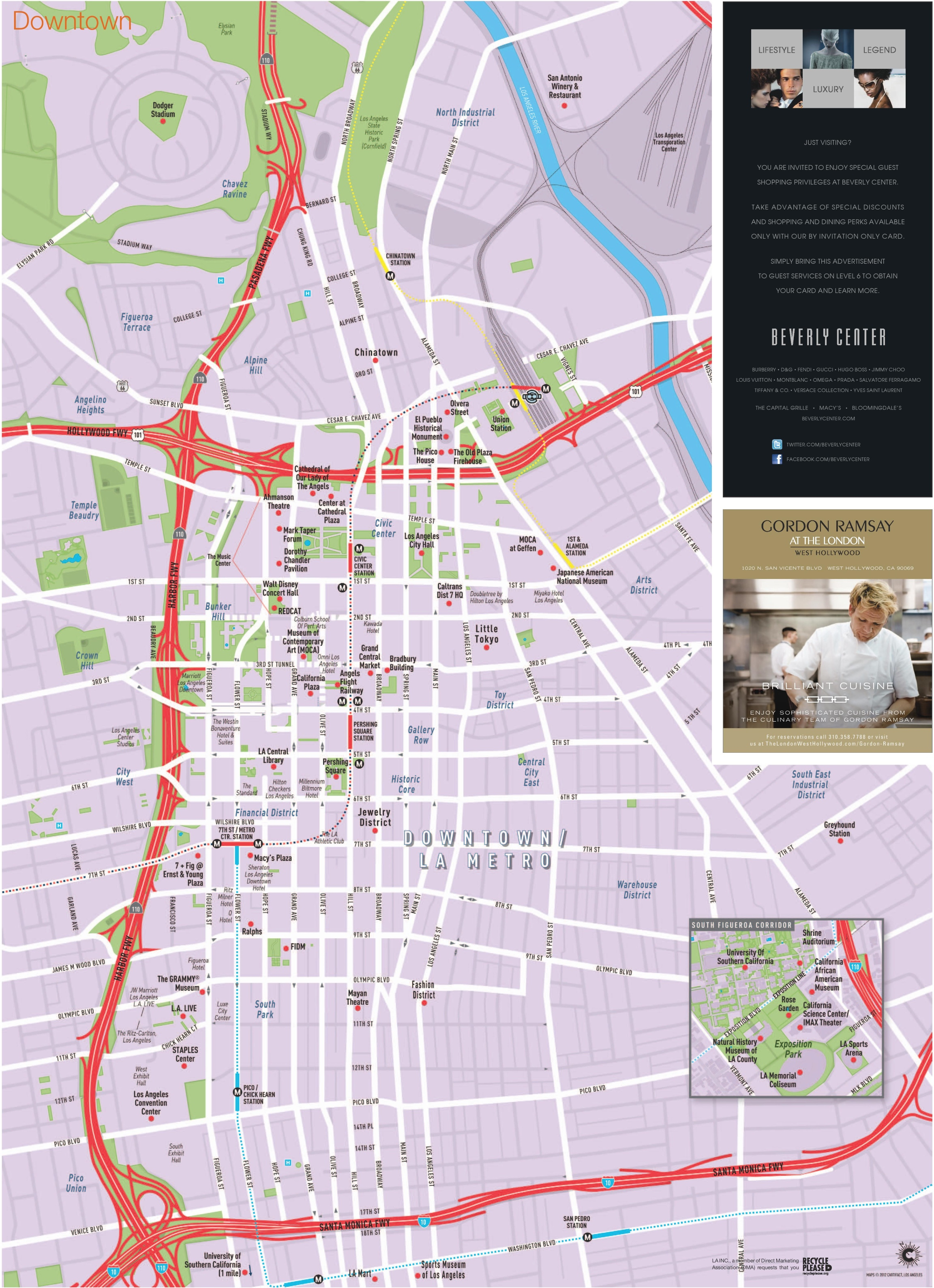 Los Angeles Downtown Tourist Map - Los Angeles Tourist Map Printable
