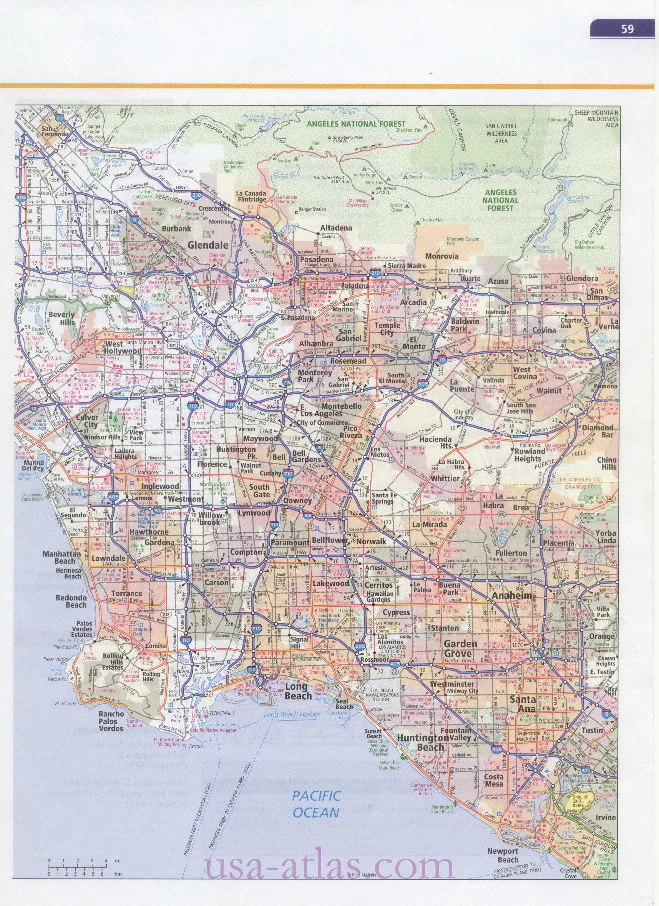 Los Angeles Map. Detailed Street Map Of Los Angeles, California - California Street Map