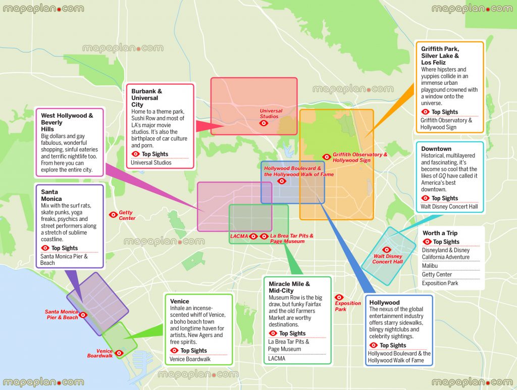 Los Angeles Maps - Top Tourist Attractions - Free, Printable City - Los