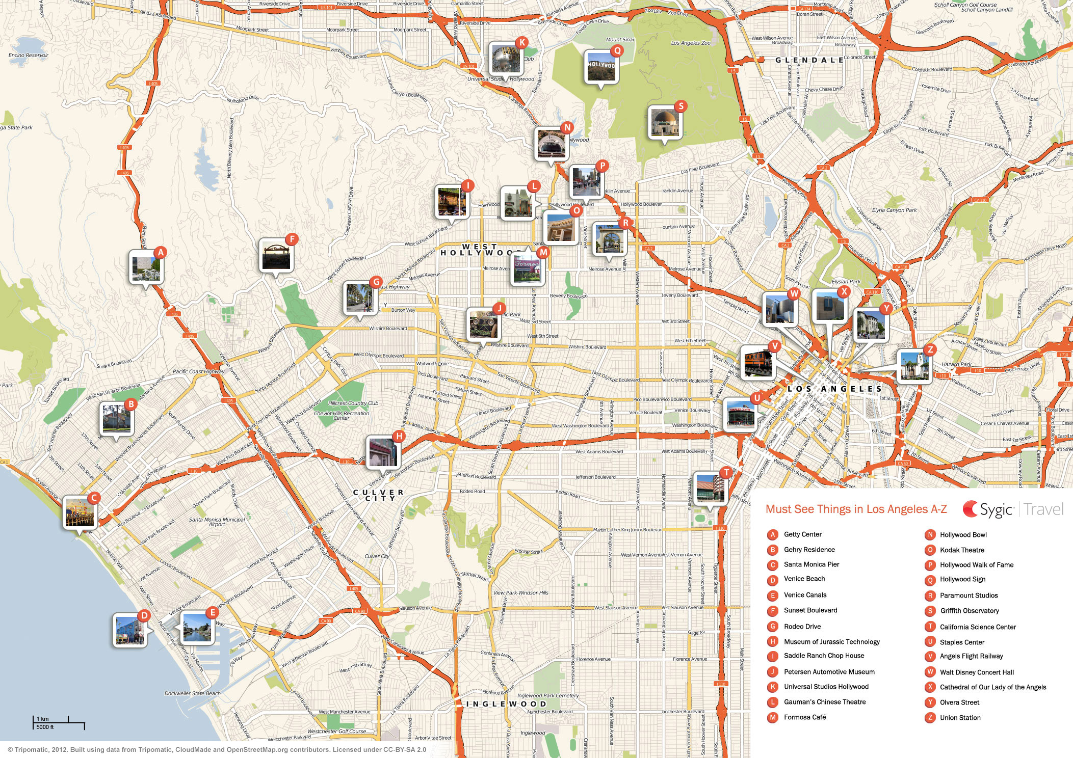 Los Angeles Printable Tourist Map | Sygic Travel - Los Angeles Tourist Map Printable