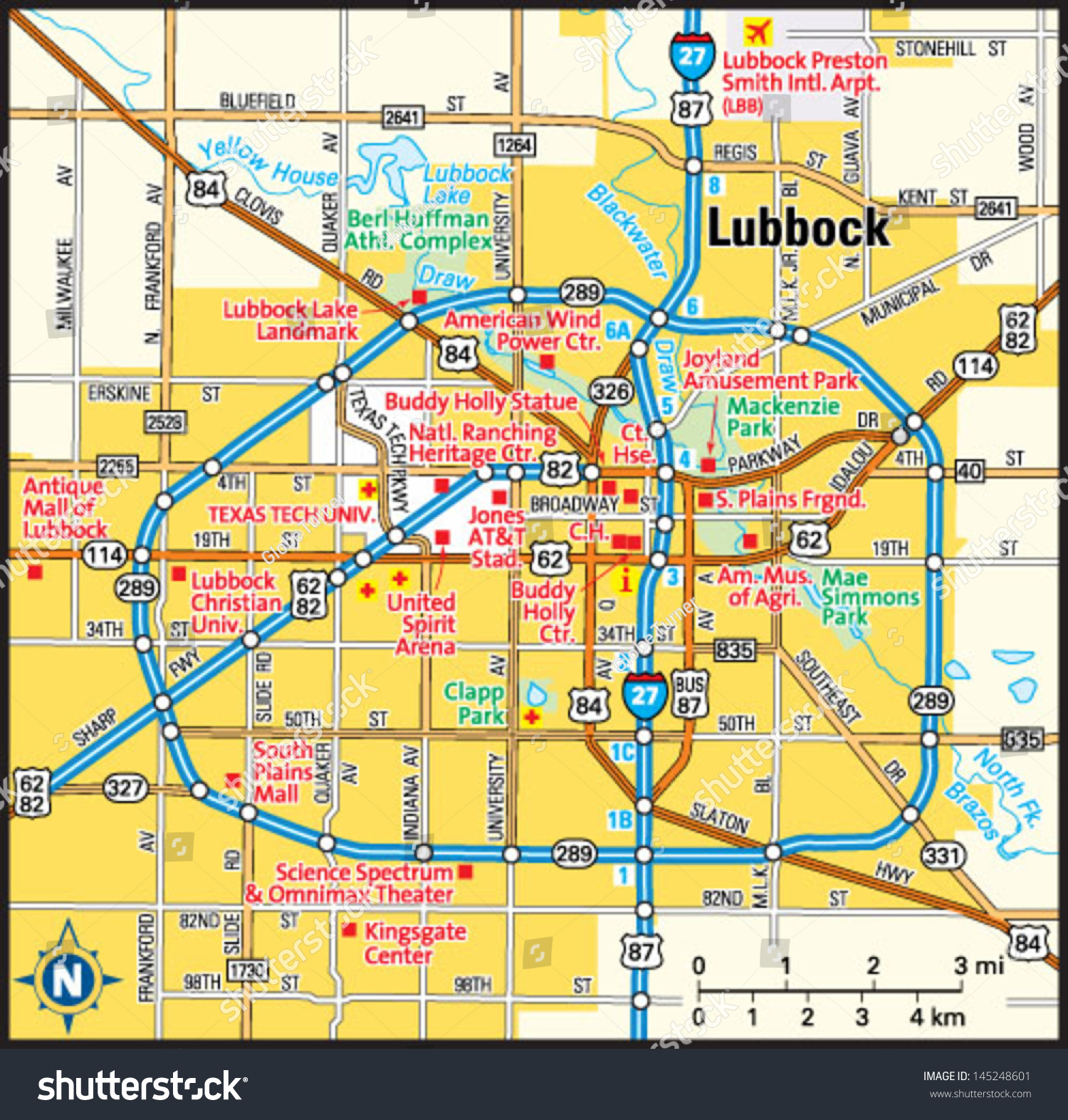 Lubbock Texas Area Map Stock Vector (Royalty Free) 145248601 - Where Is Lubbock Texas On The Map