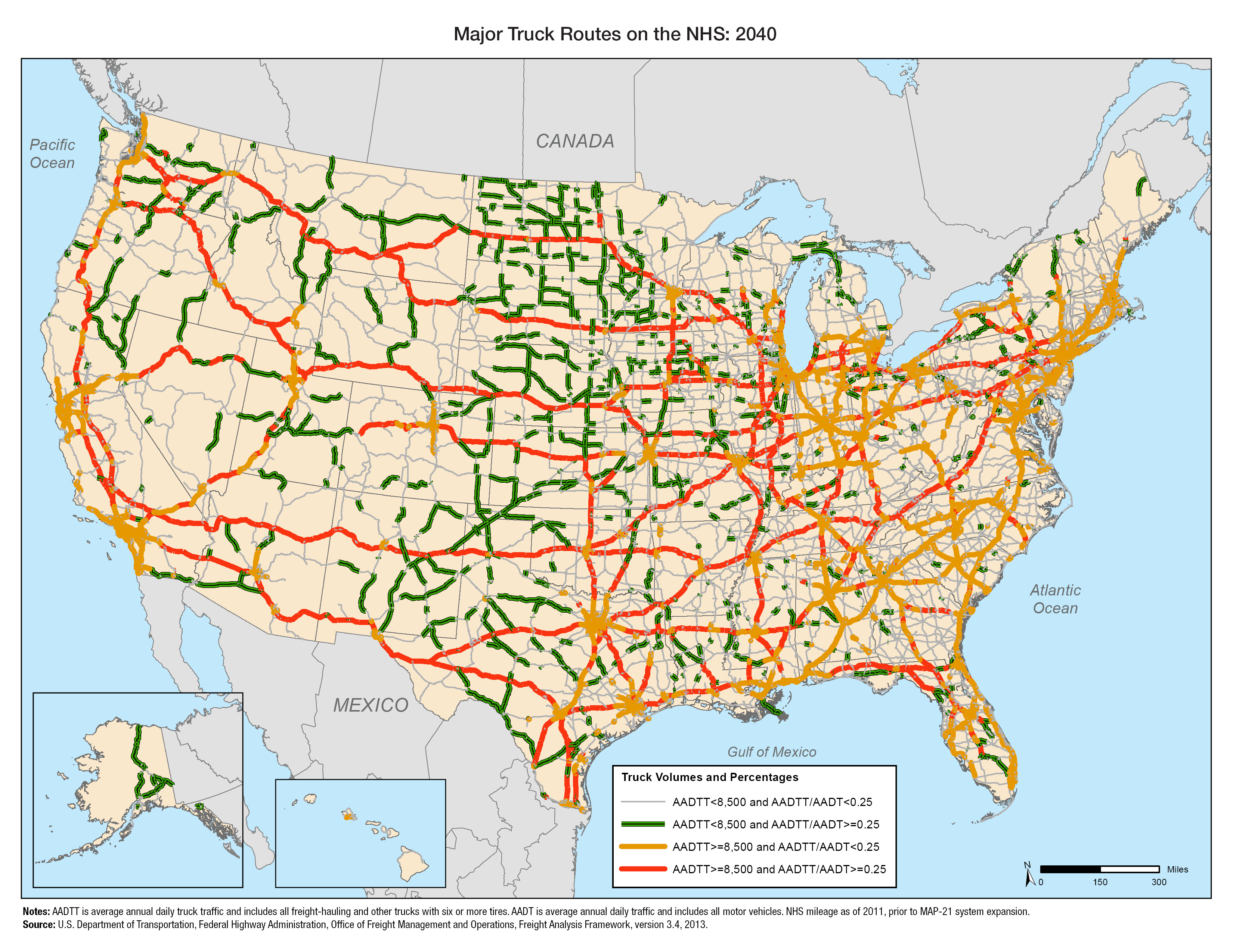 Major Truck Routes On The National Highway System: 2040 - Fhwa - California Truck Routes Map