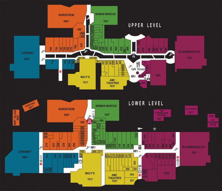 Mall Map For Fashion Valley, A Simon Mall - Located At San Diego ...