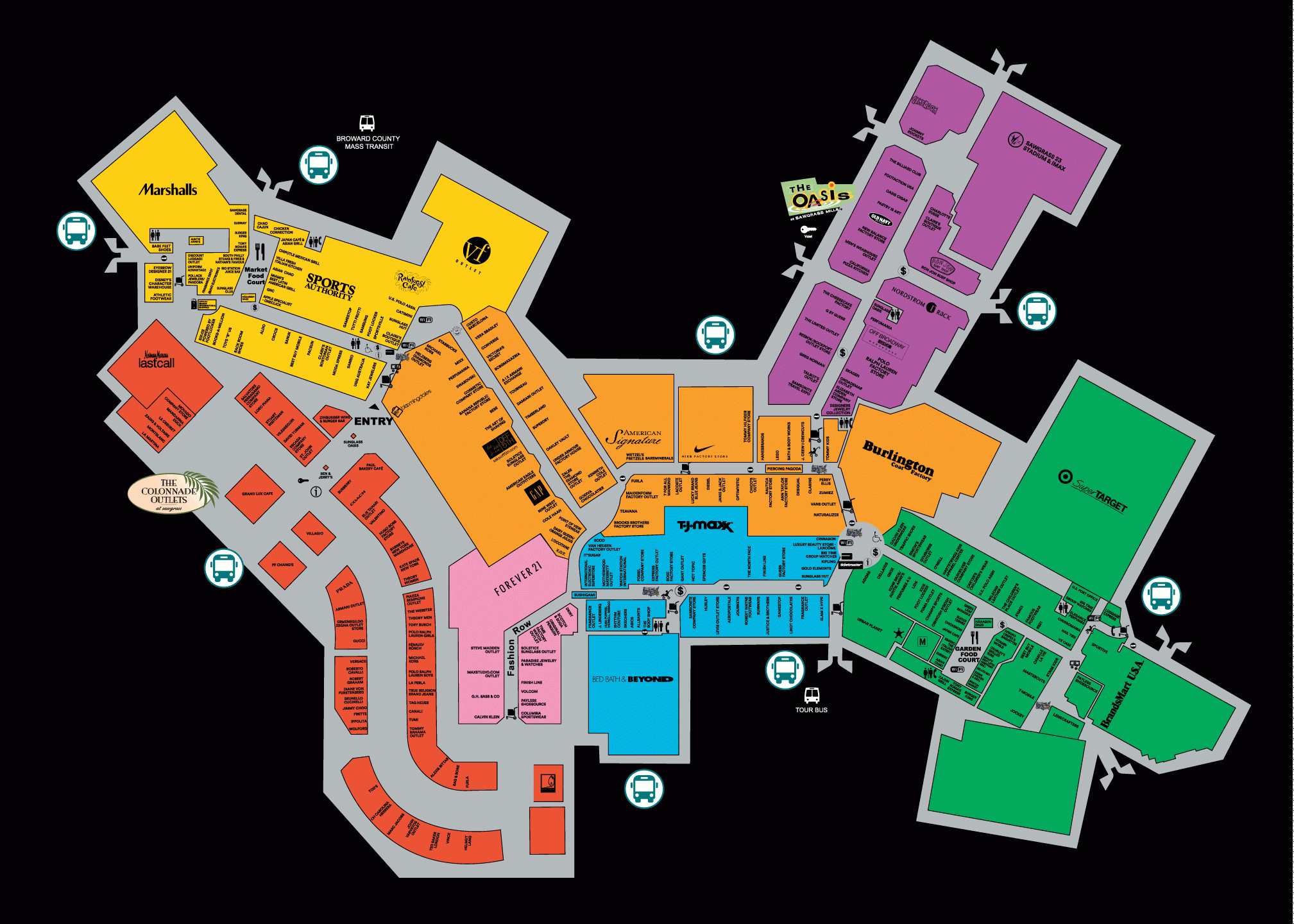 Mall Map For Sawgrass Mills®, A Simon Mall - Located At Sunrise - Florida Mall Map