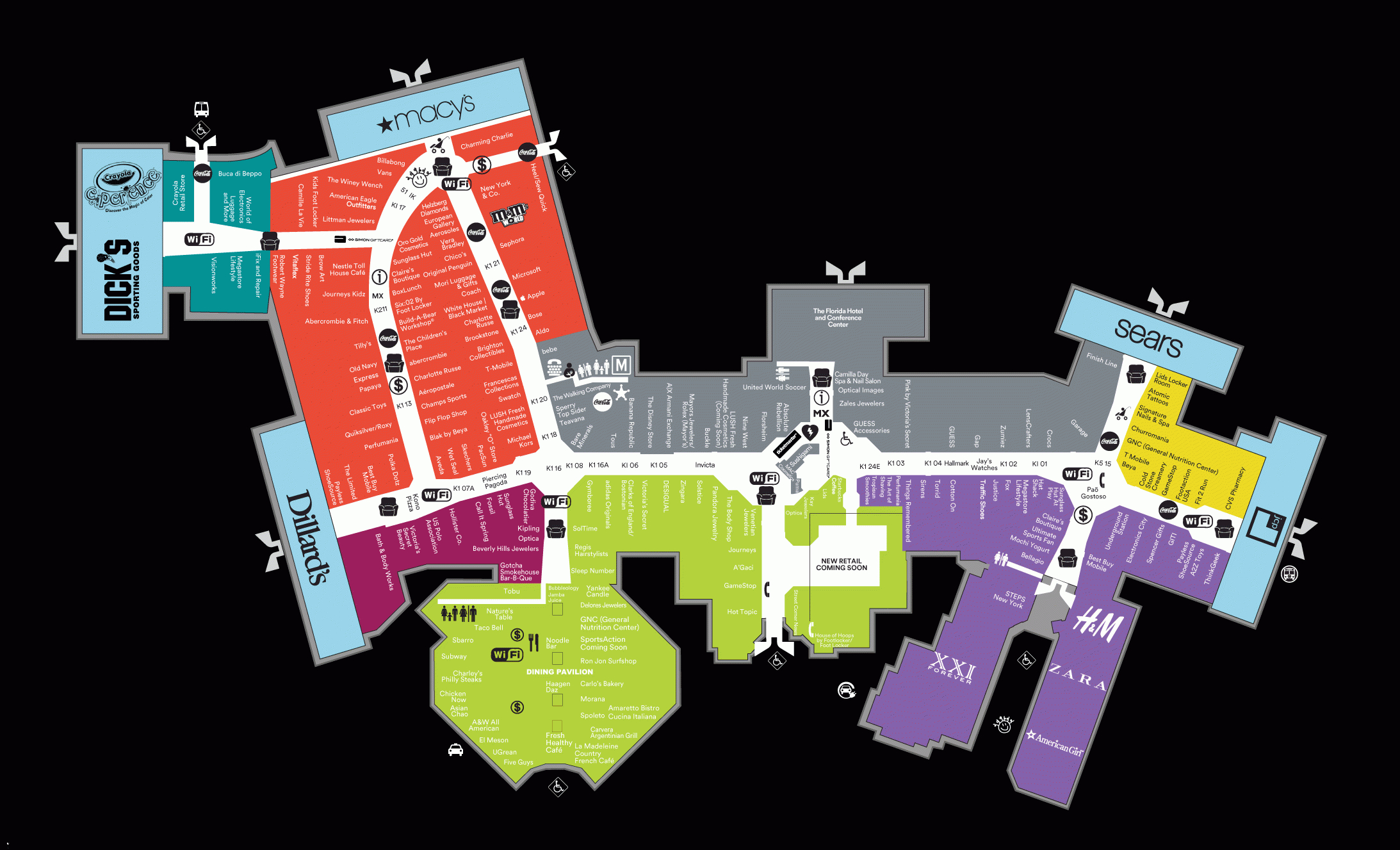 Mall Map Of The Florida Mall®, A Simon Mall - Orlando, Fl - Florida Mall Food Court Map