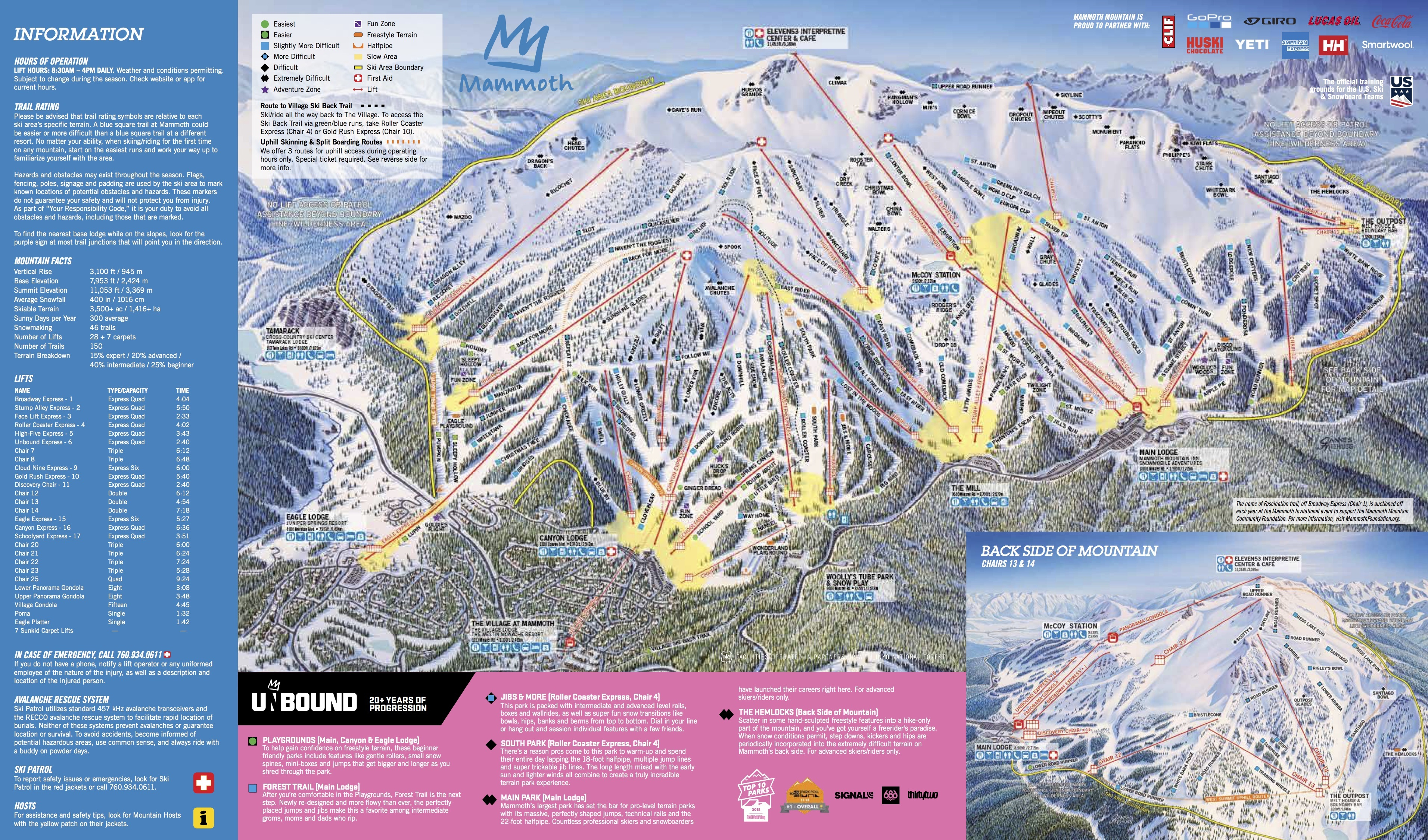 Mammoth Mountain Ski Area Trail Map | Onthesnow - Mammoth Mountain Map California