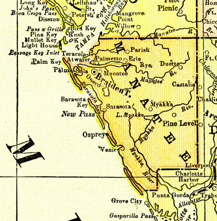 Manatee County, 1900 - Palmetto Florida Map - Printable Maps