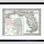 Map Illustrated Antique Mitchell Florida Framed Art Print B12X4966   Framed Map Of Florida
