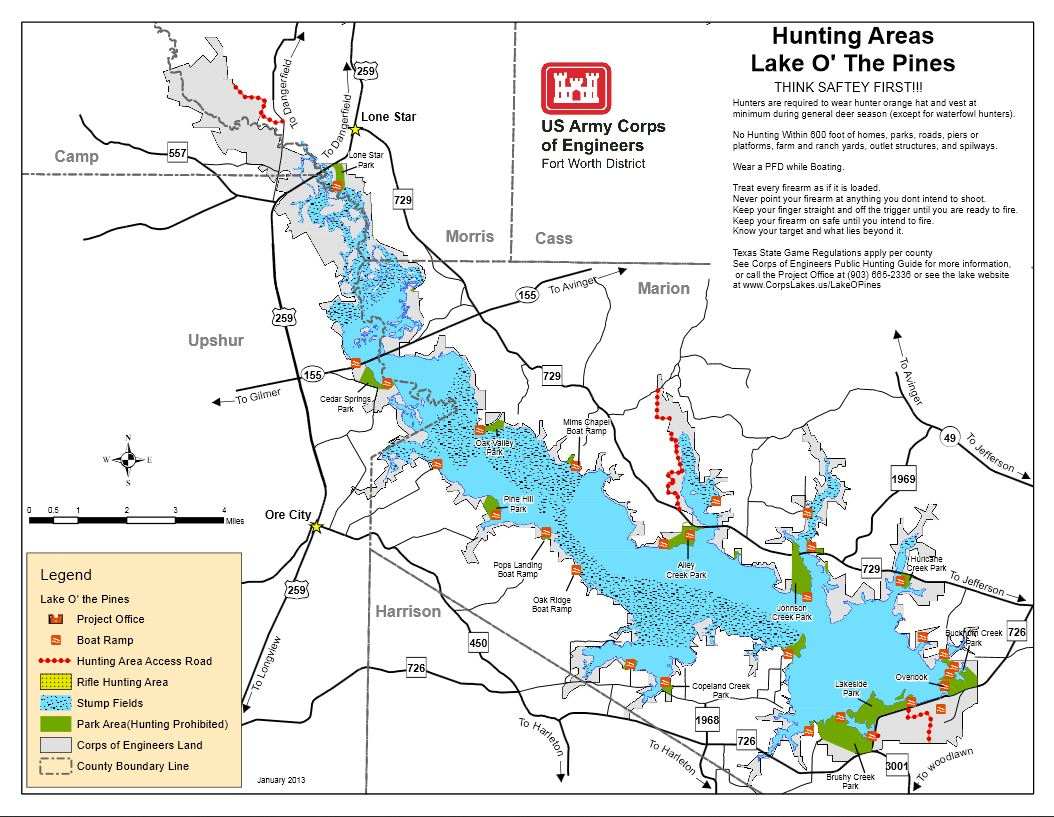 Map | Lake O&amp;#039; The Pines - Texas Fishing Hot Spots Maps