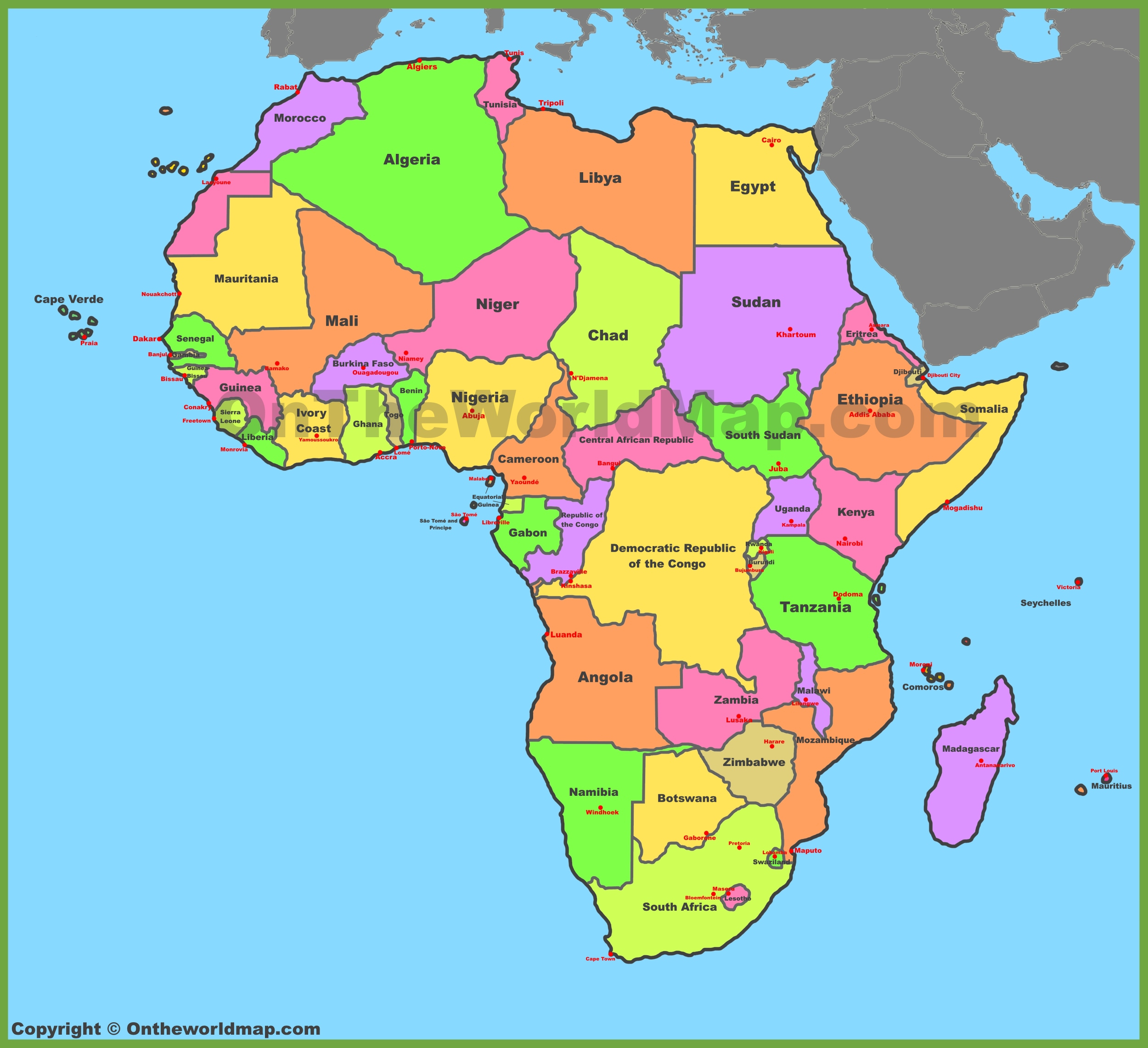Printable Map Of Africa With Capitals Printable Maps 7431