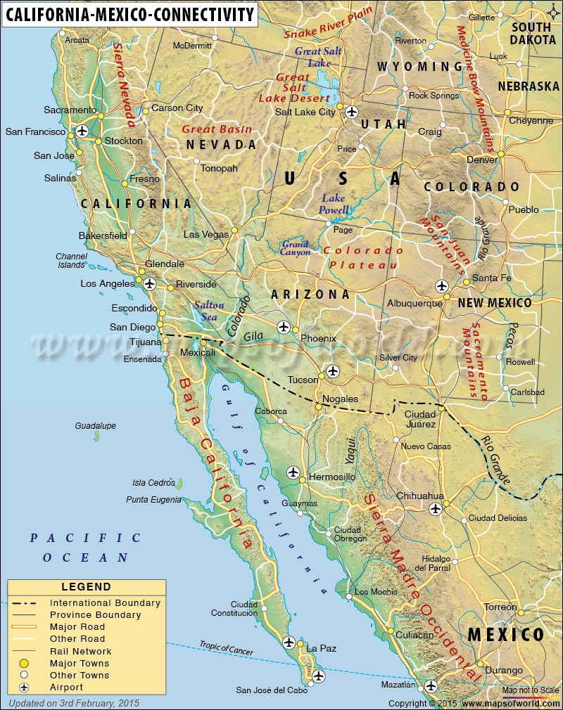 Map Of California And Mexico - Map Of California And Mexico Coast
