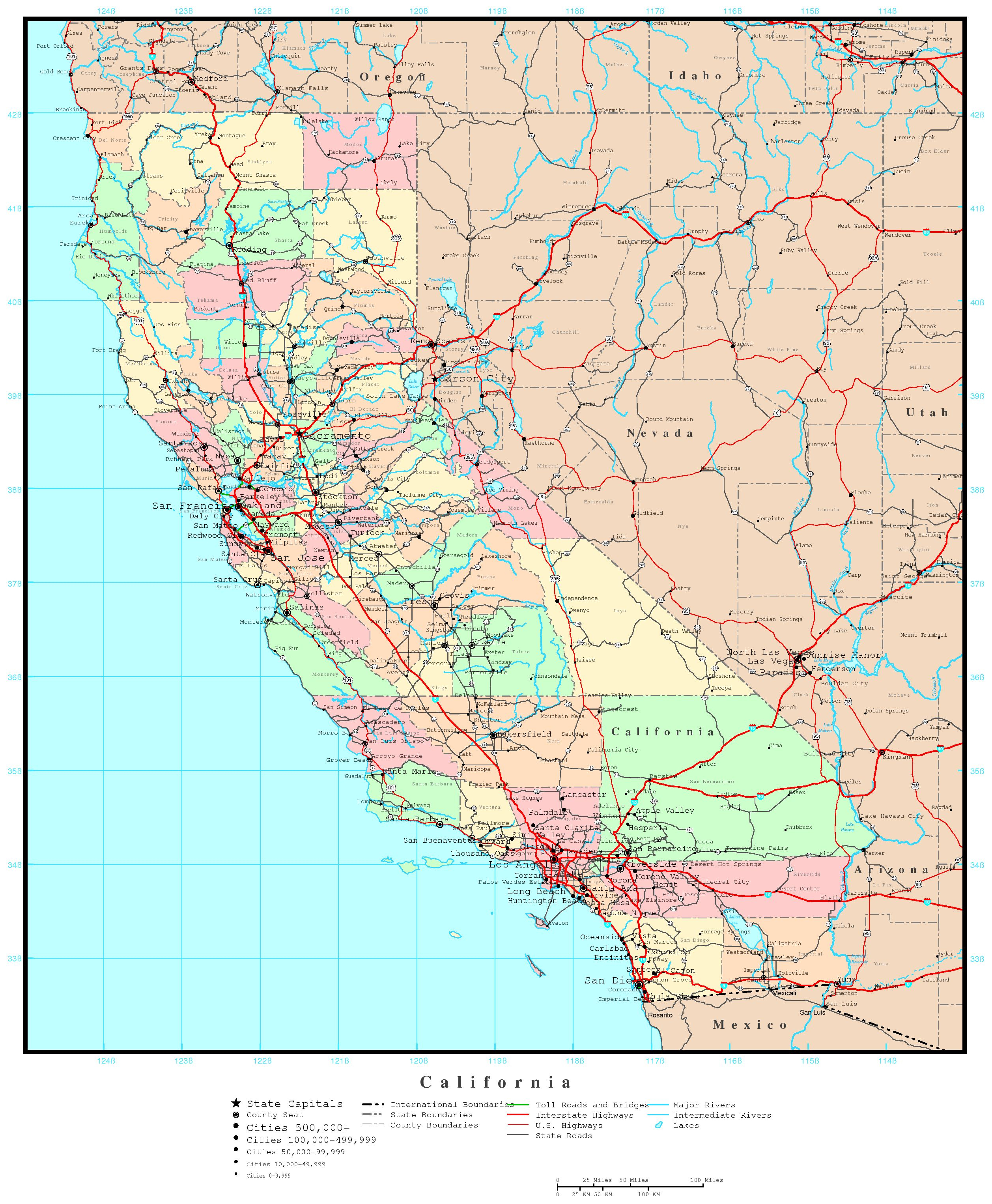 Map Of California And Nevada With Cities - Klipy - Road Map Of California And Nevada
