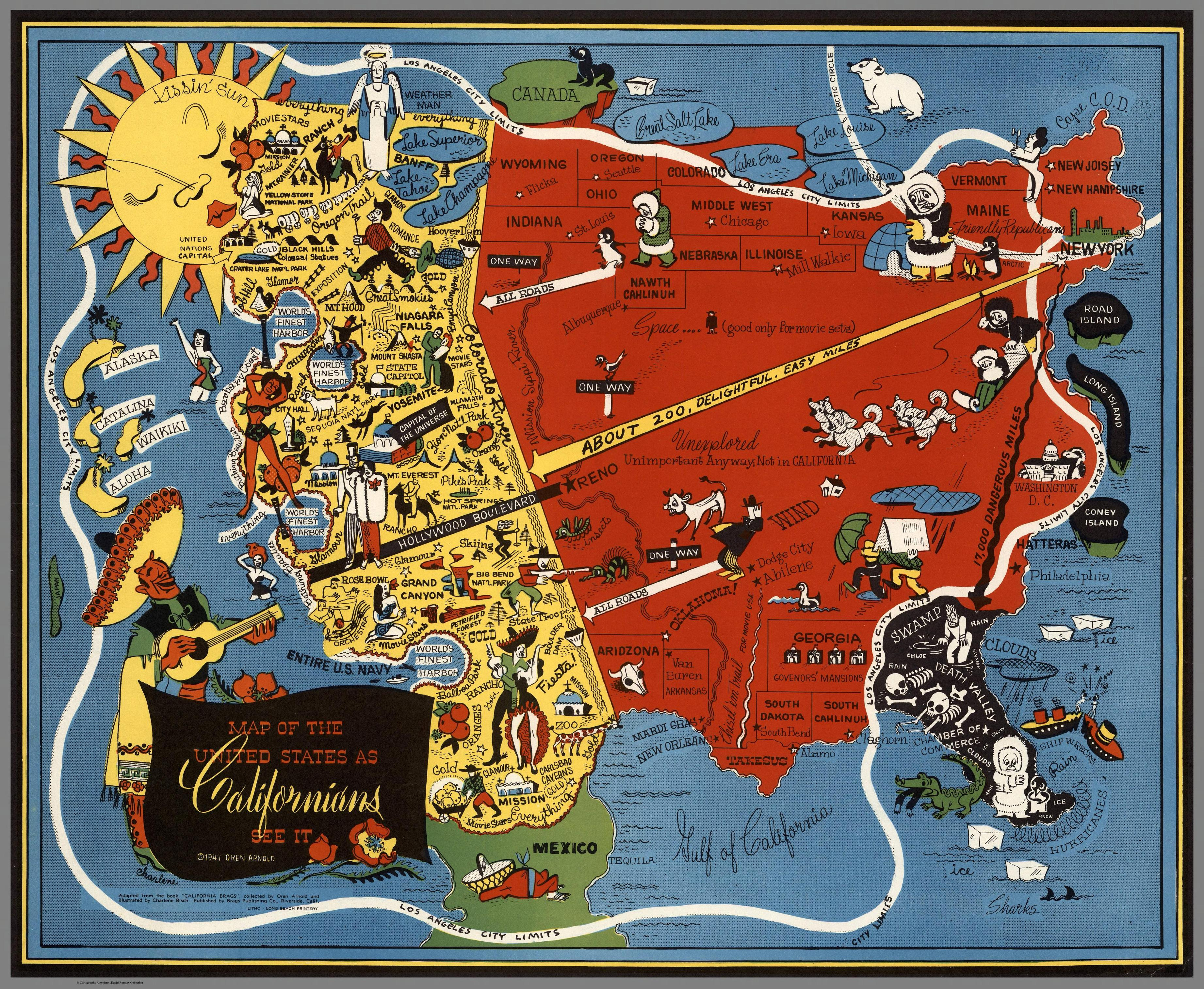 Map Of California From The Humor Book &amp;quot;california Brags&amp;quot; 1947 : Mapporn - California Map Book
