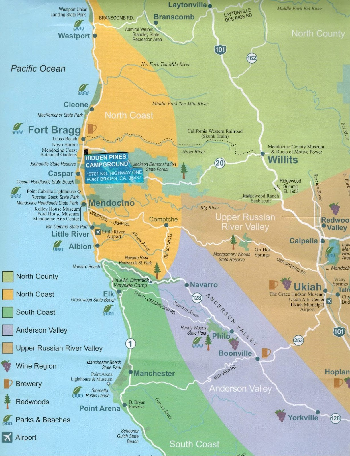 Map Of California Springs California Coast Campgrounds Map Map Of - Map Of Northern California Campgrounds