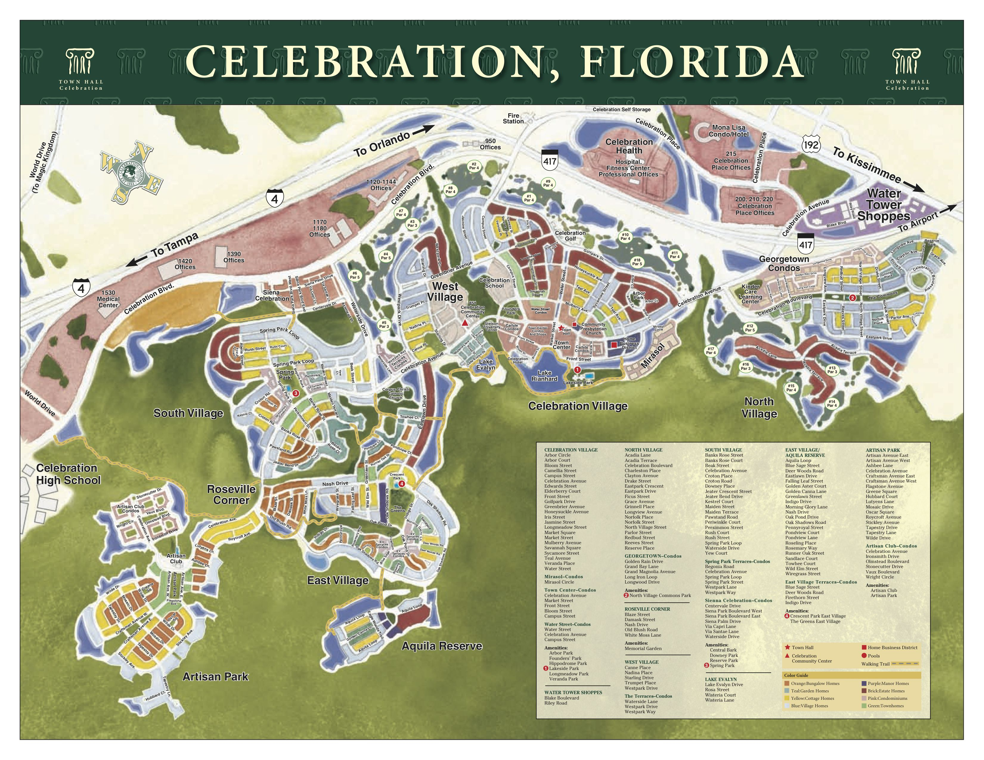 Map Of Celebration Streets. | Celebration, Florida | Pinterest - Celebration Florida Map