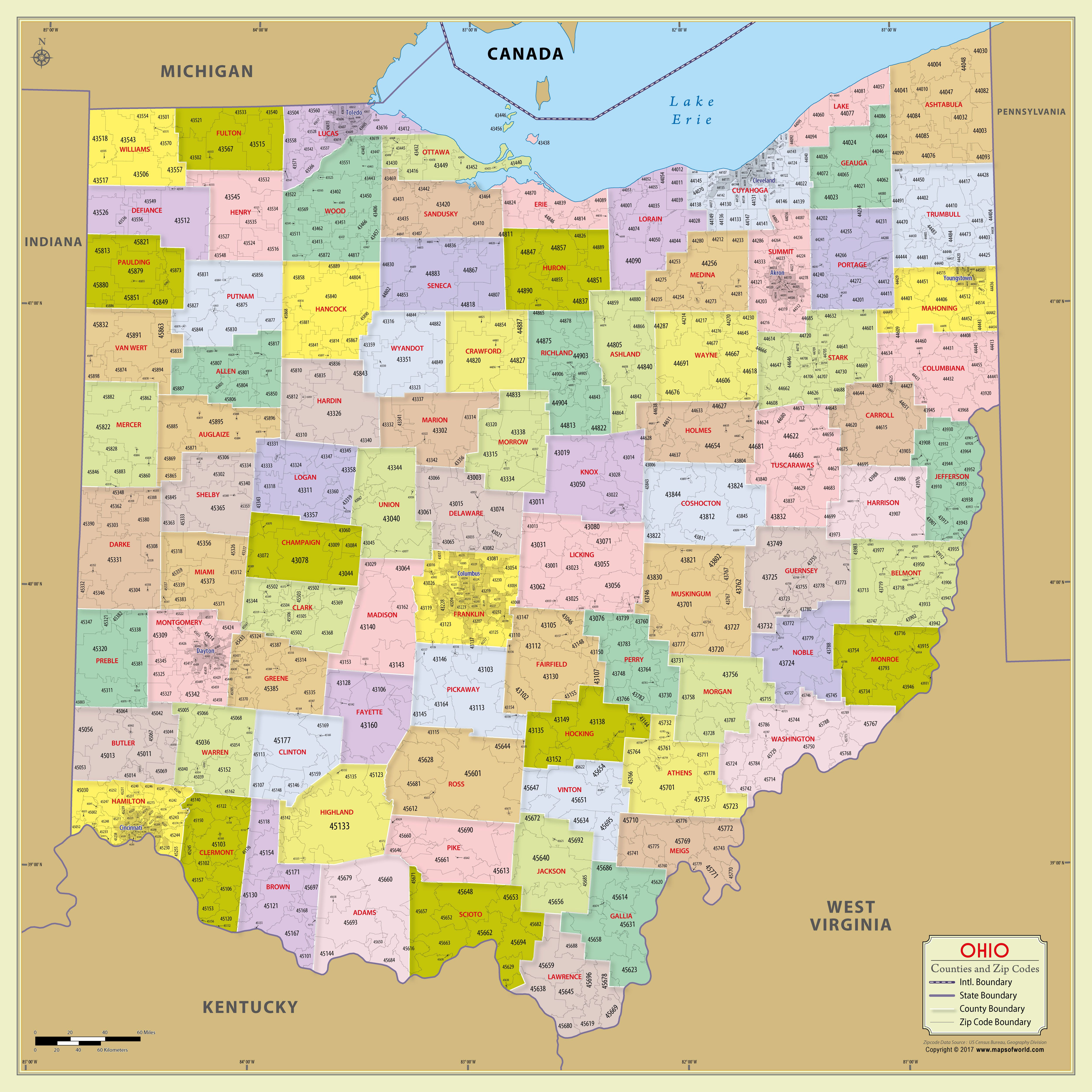 Map Of Counties Of California Free Printable Buy Ohio Zip Code Map - Los Angeles Zip Code Map Printable