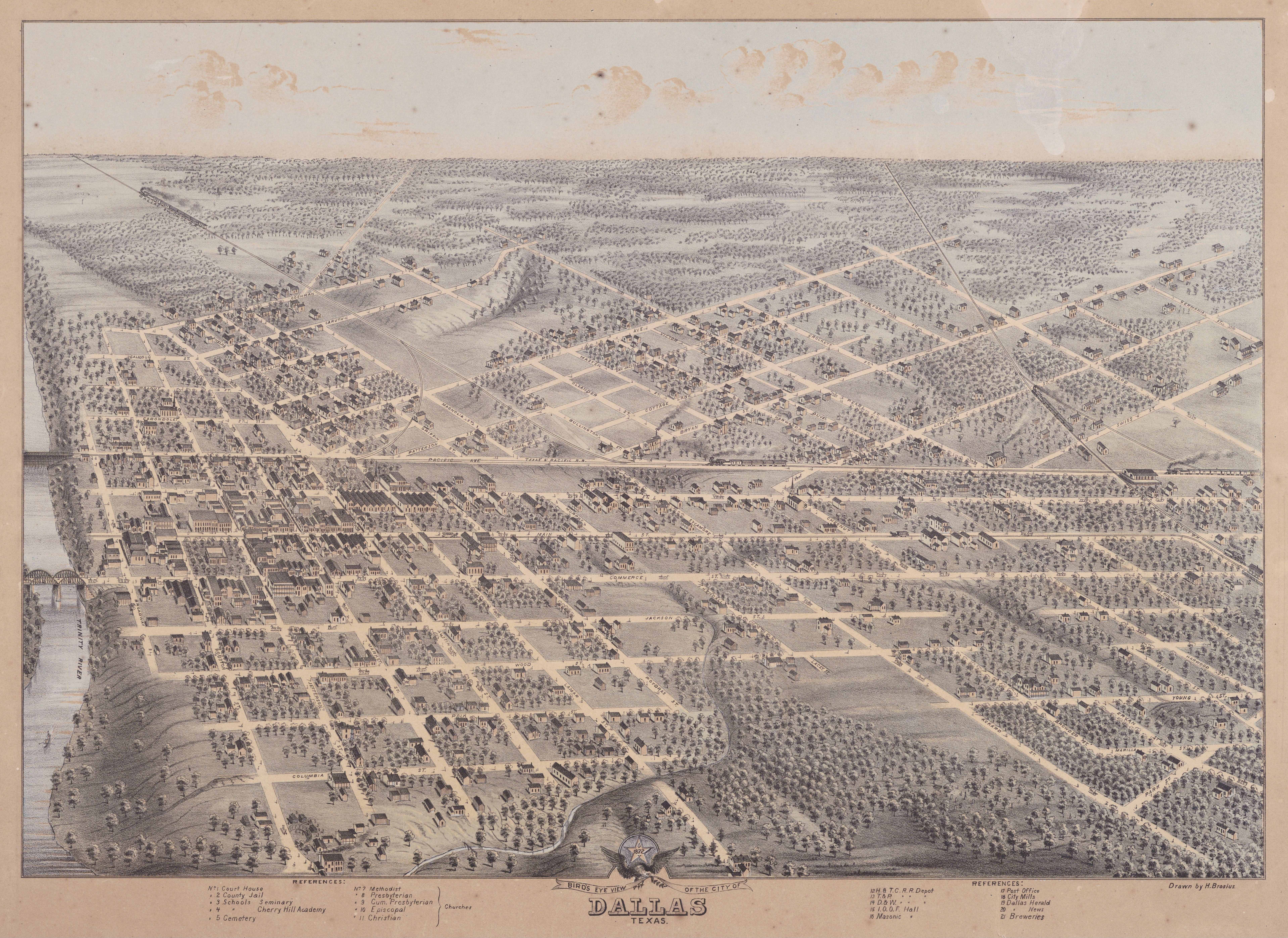 Map Of Downtown Dallas (1872) : Texas - Map Of Downtown Dallas Texas