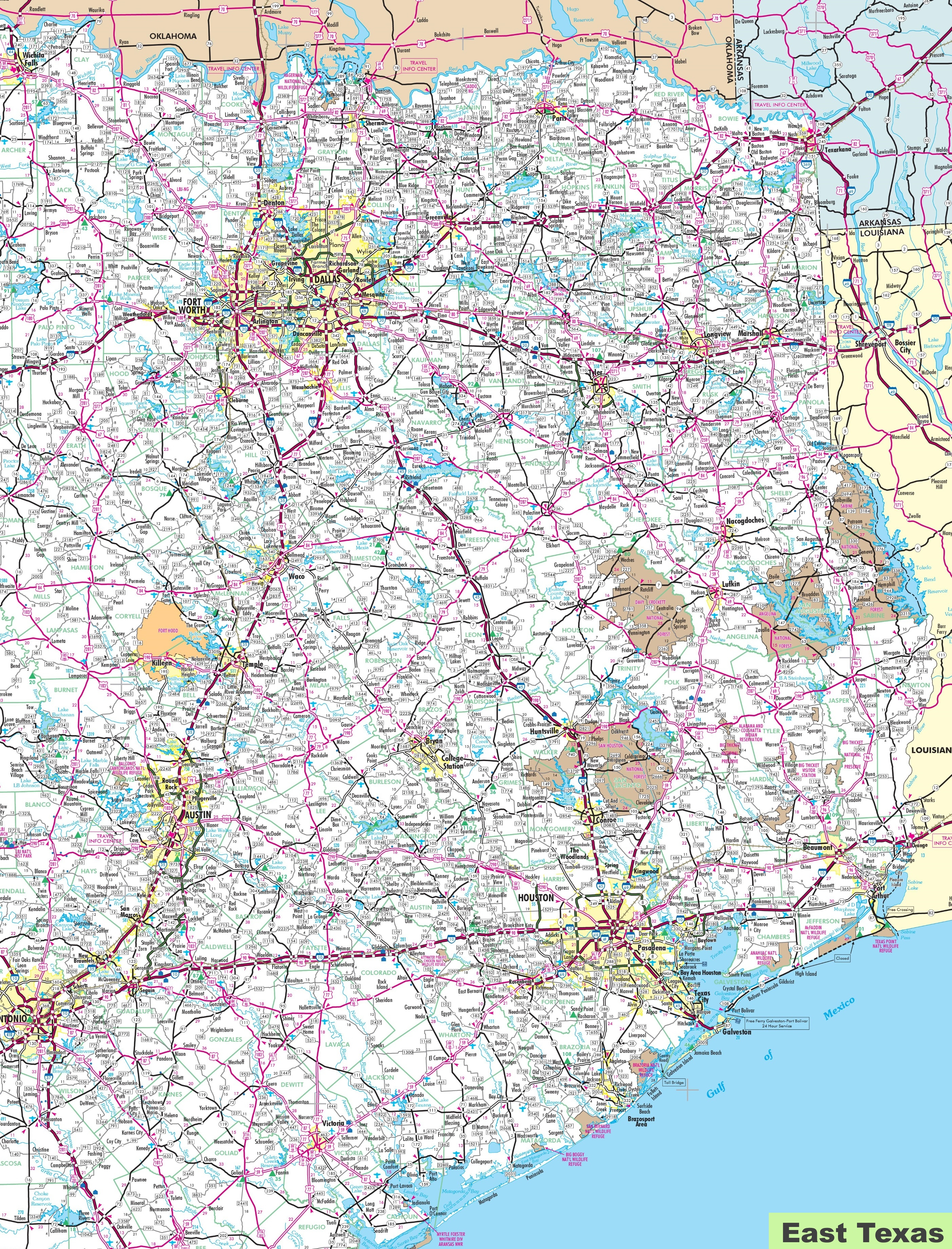 Map Of East Texas - Texas Map Print