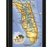 Map Of Florida Framed Print Wall Art   Walmart   Framed Map Of Florida