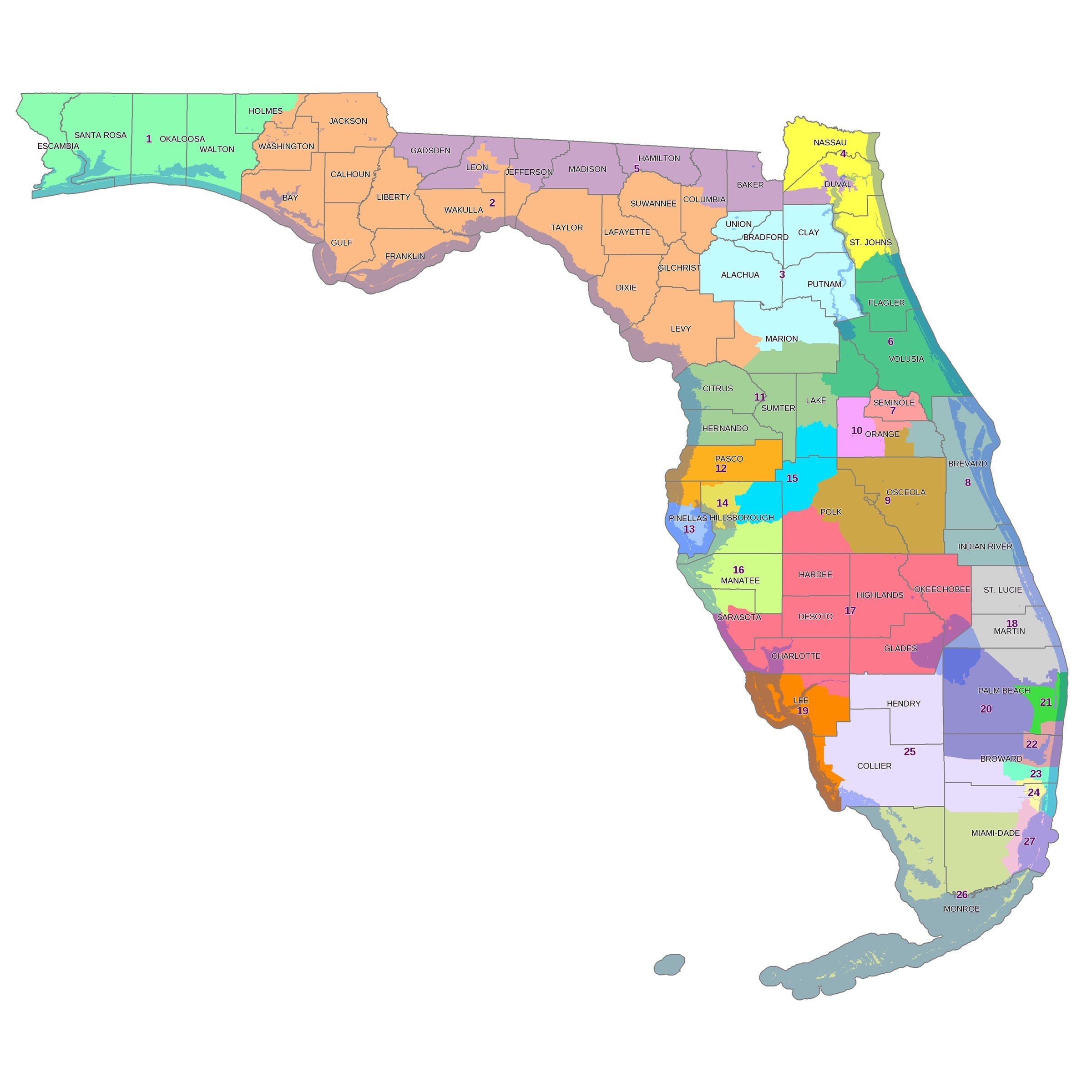 How Florida S Congressional Districts Voted And The Impact Of Florida   Map Of Florida Us House Districts Unique Awesome Us Congressional Florida Us House District Map 