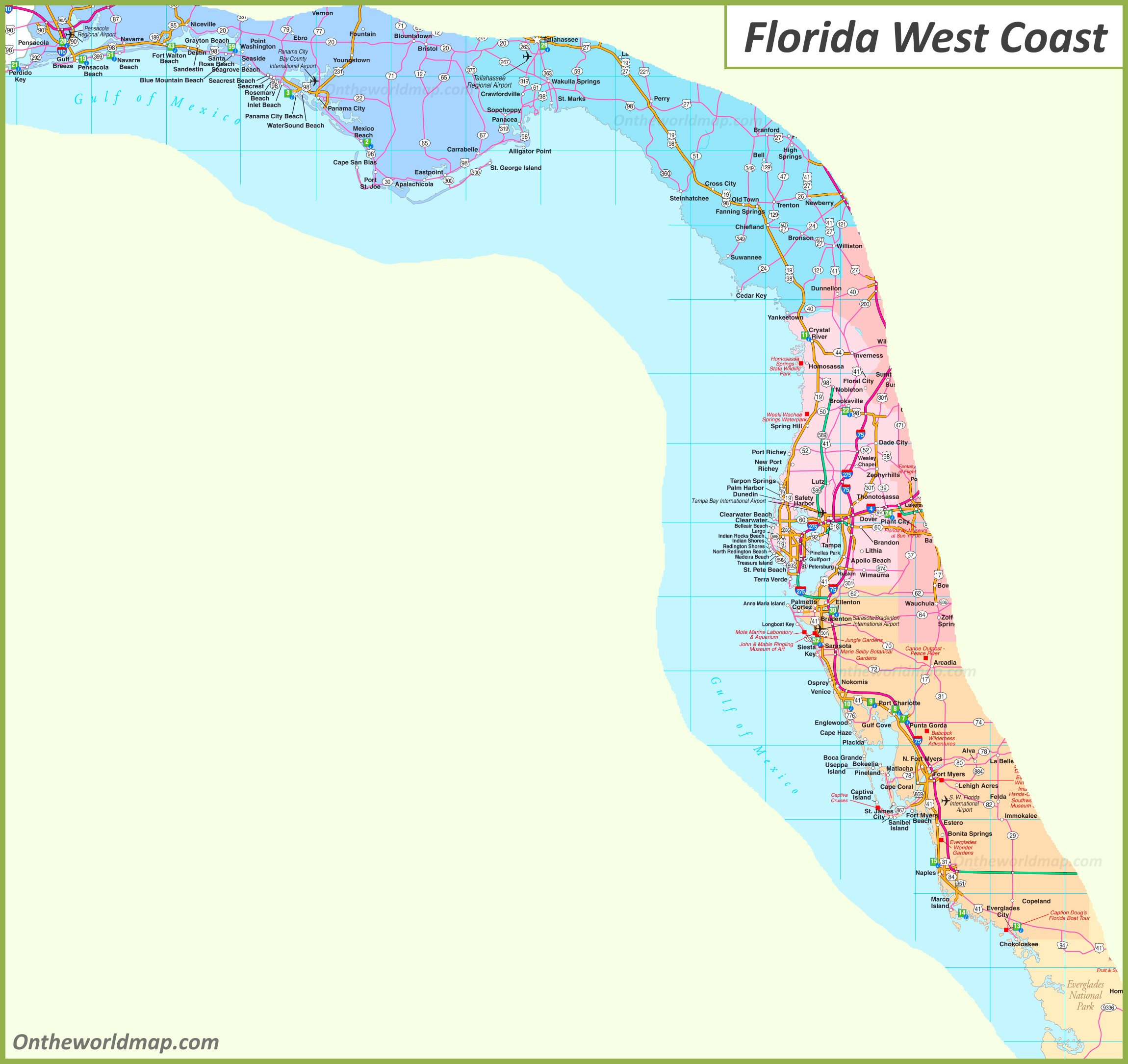 Map Of Florida West Coast - Map Of Florida West Coast