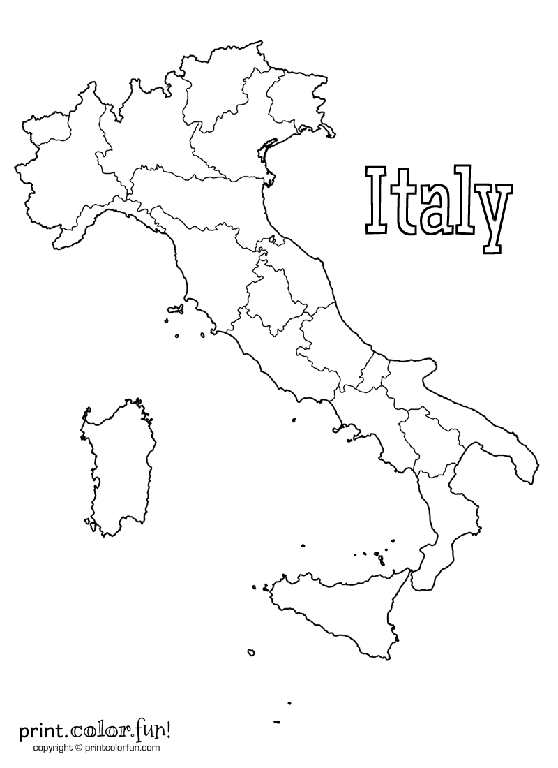 Map Of Italy | Print. Color. Fun! Free Printables, Coloring Pages - Printable Map Of Italy To Color