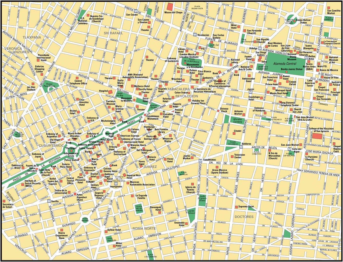 Map Of Mexico City Tourist Attractions, Sightseeing &amp;amp; Tourist Tour - Printable Map Of Mexico City