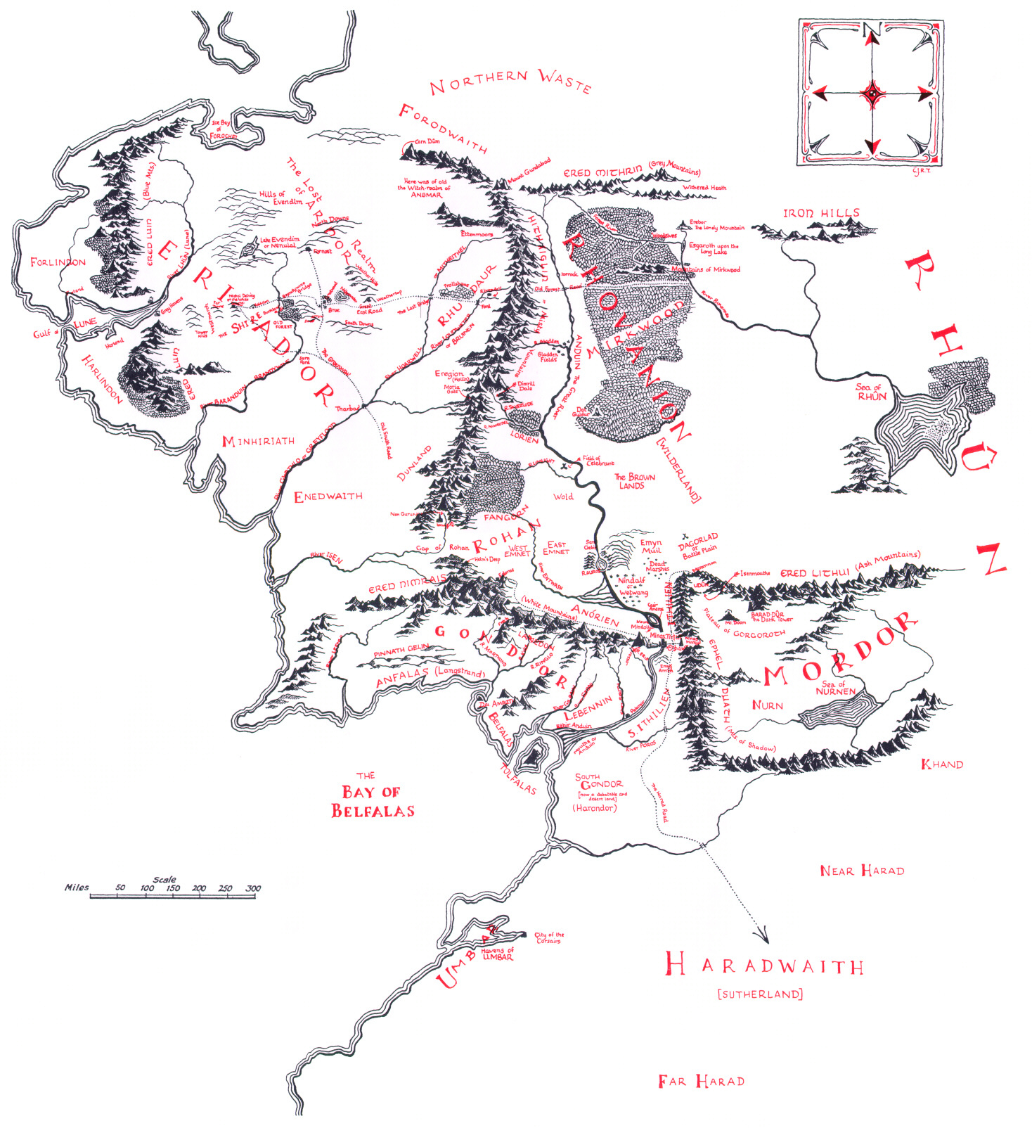 Map Of Middle-Earth - J.r.r. Tolkien - Printable Map Of Middle Earth