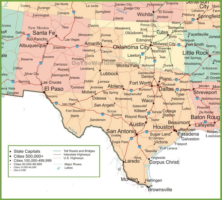 Road Map Of Texas Cities And Towns