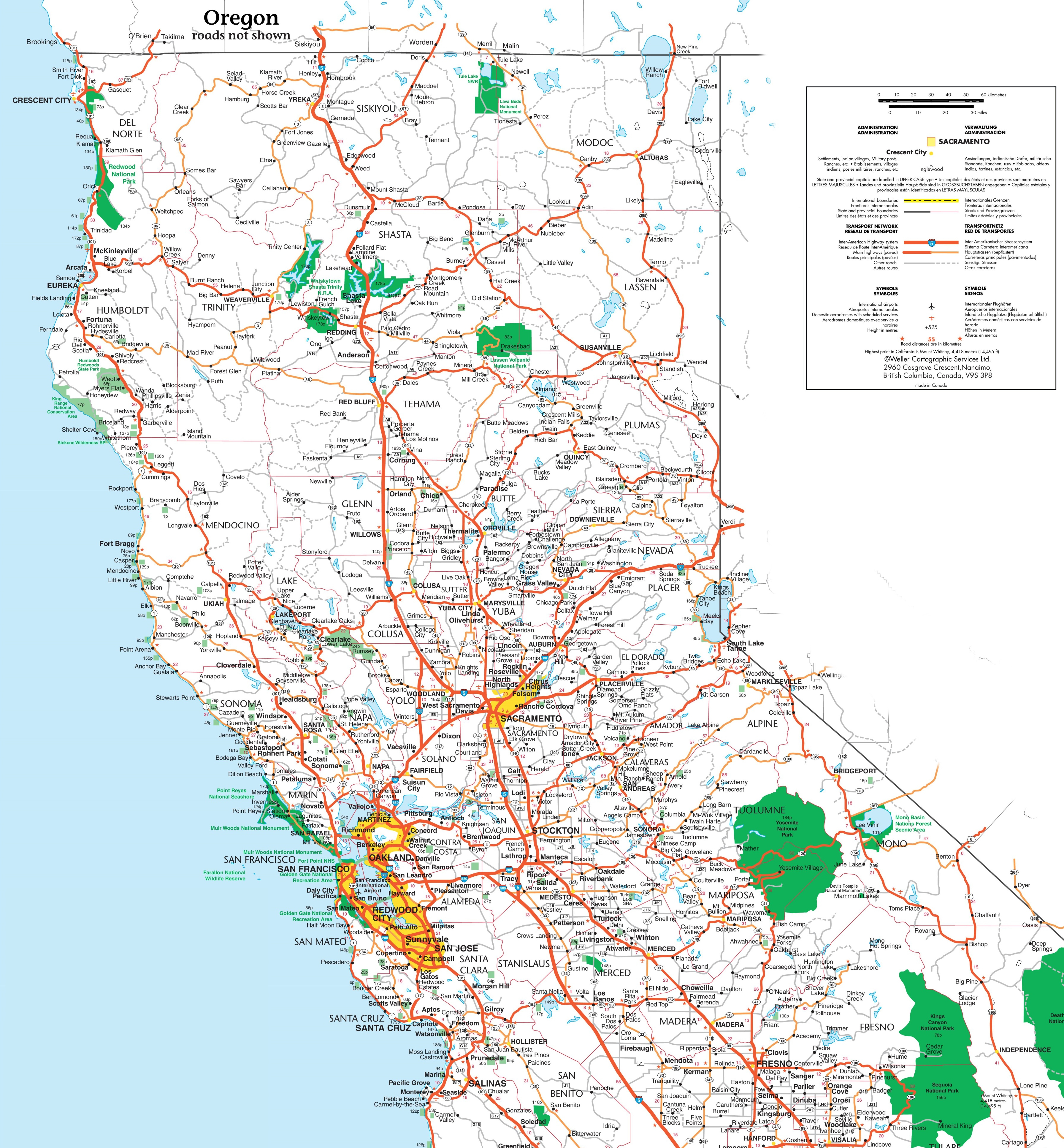 Road Map Of Northern California Coast Printable Maps