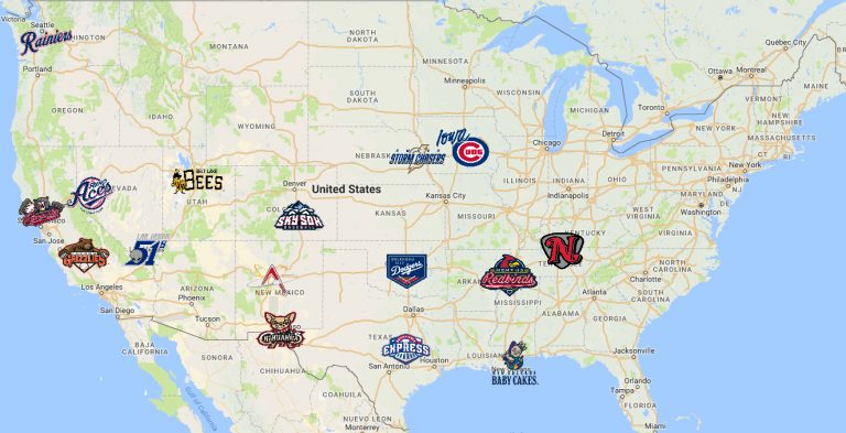 Map Of Pacific Coast League (Pcl) Teams | Minor League Baseball ...