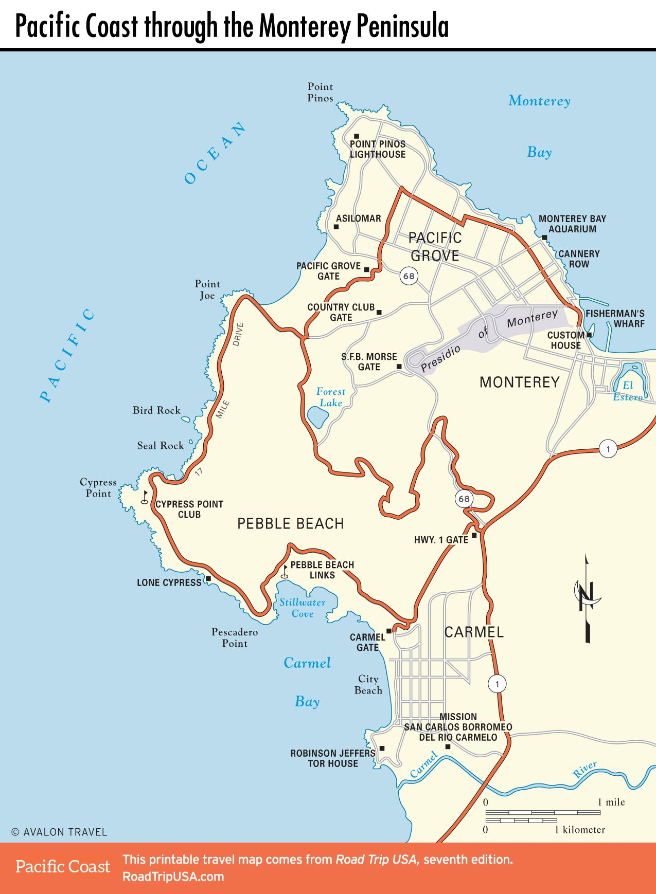 Map Of Pacific Coast Through Monterey And Carmel. | Campgrounds And - Central California Beaches Map