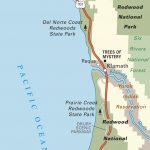 Map Of Pacific Coast Through Redwood National Park. | Pacific Coast   California Redwoods Map