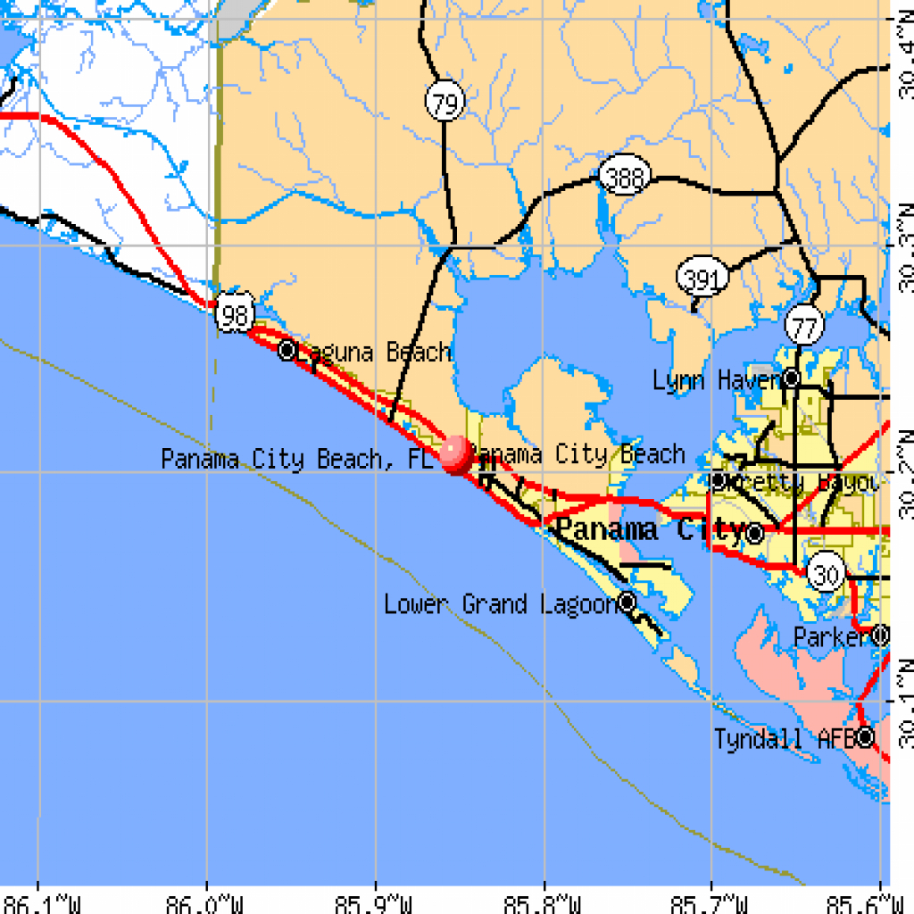 Map Of Panama City Beach In Florida - Link-Italia - Map Of Panama City Beach Florida
