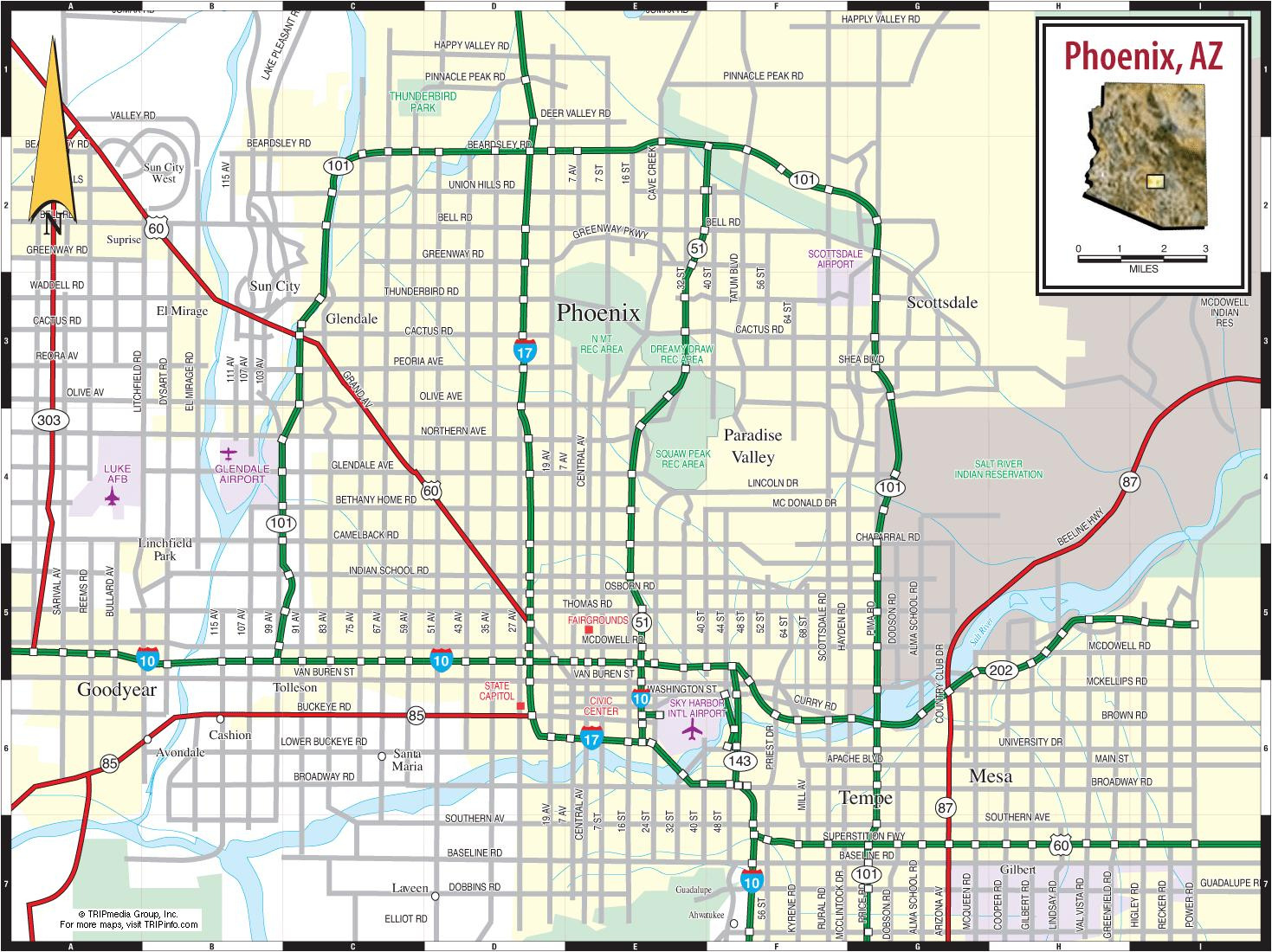 Map Of Phoenix Az Area - Map Phoenix Az Area (Arizona - Usa) - Phoenix Area Map Printable