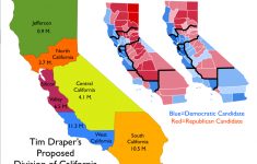 Map Of Proposal To Divide California Into Six States [1000X794 - Divide California Map